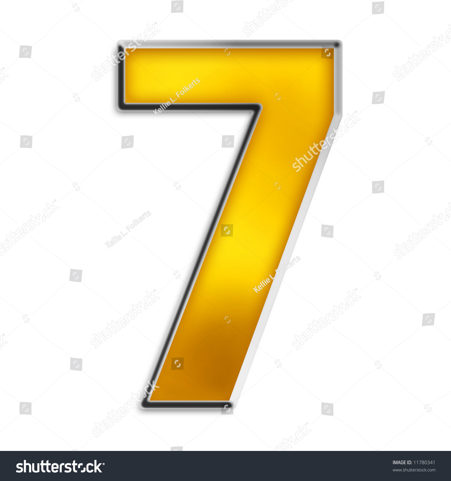 3d Number 7 In Shiny Yellow Gold Isolated On White Series Stock Photo ...