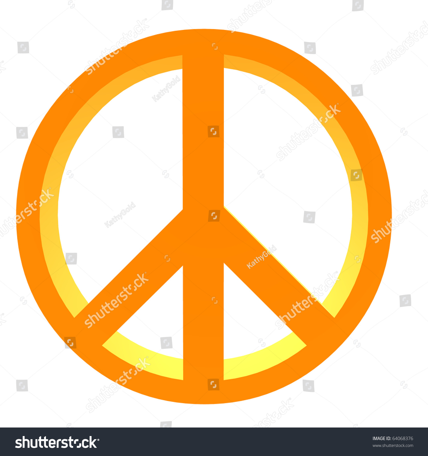 3d Orange Peace Sign On A White Background Stock Photo 64068376 ...