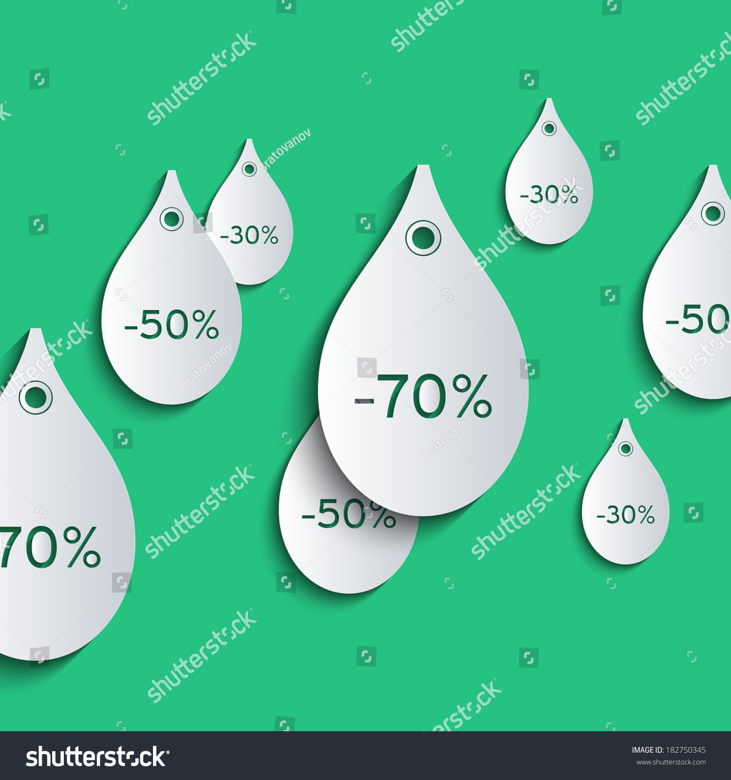 3d Paper Price Tags Form Falling Stock Illustration 182750345