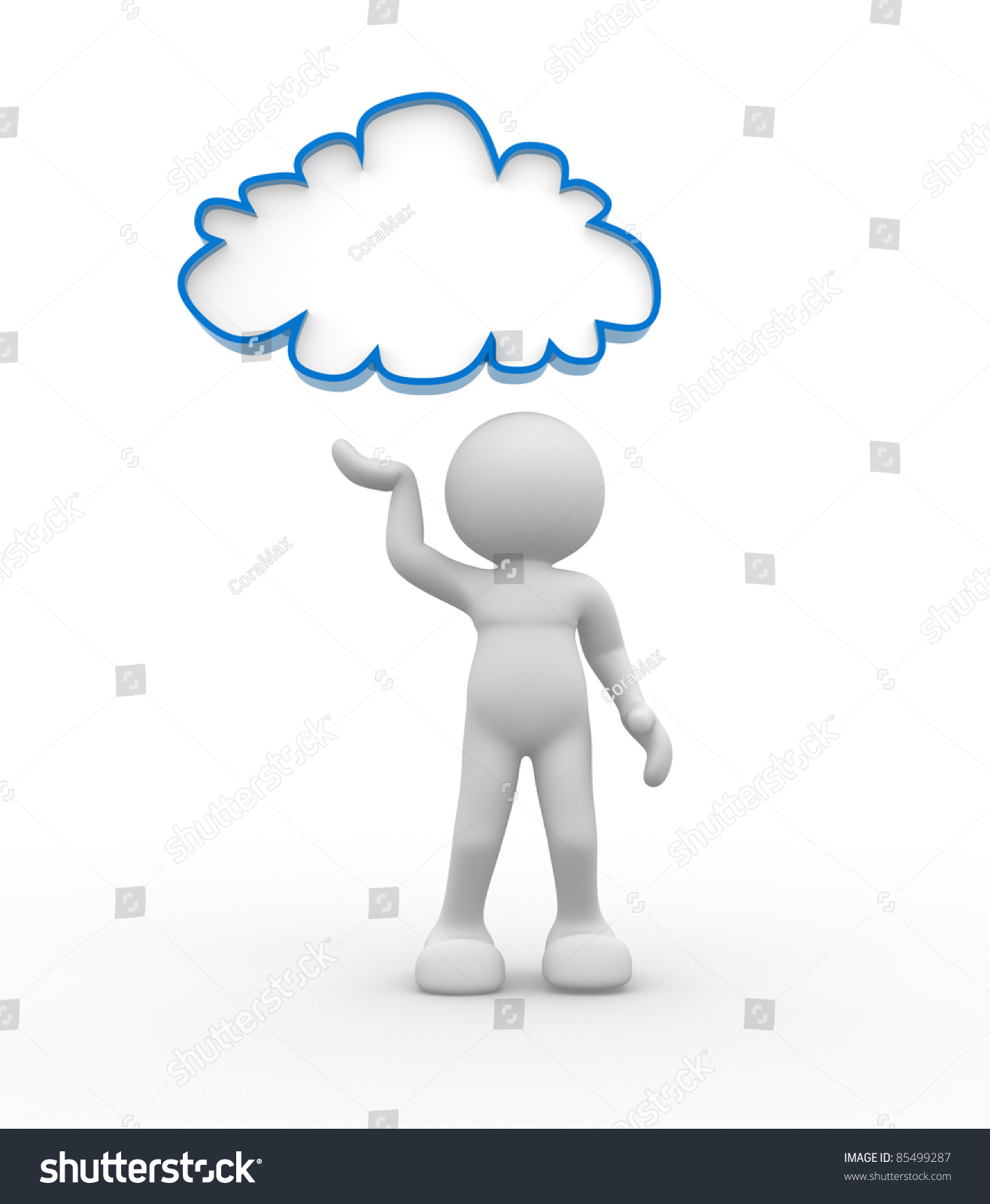 3d People- Human Character With Cloud Over The Head. 3d Render ...