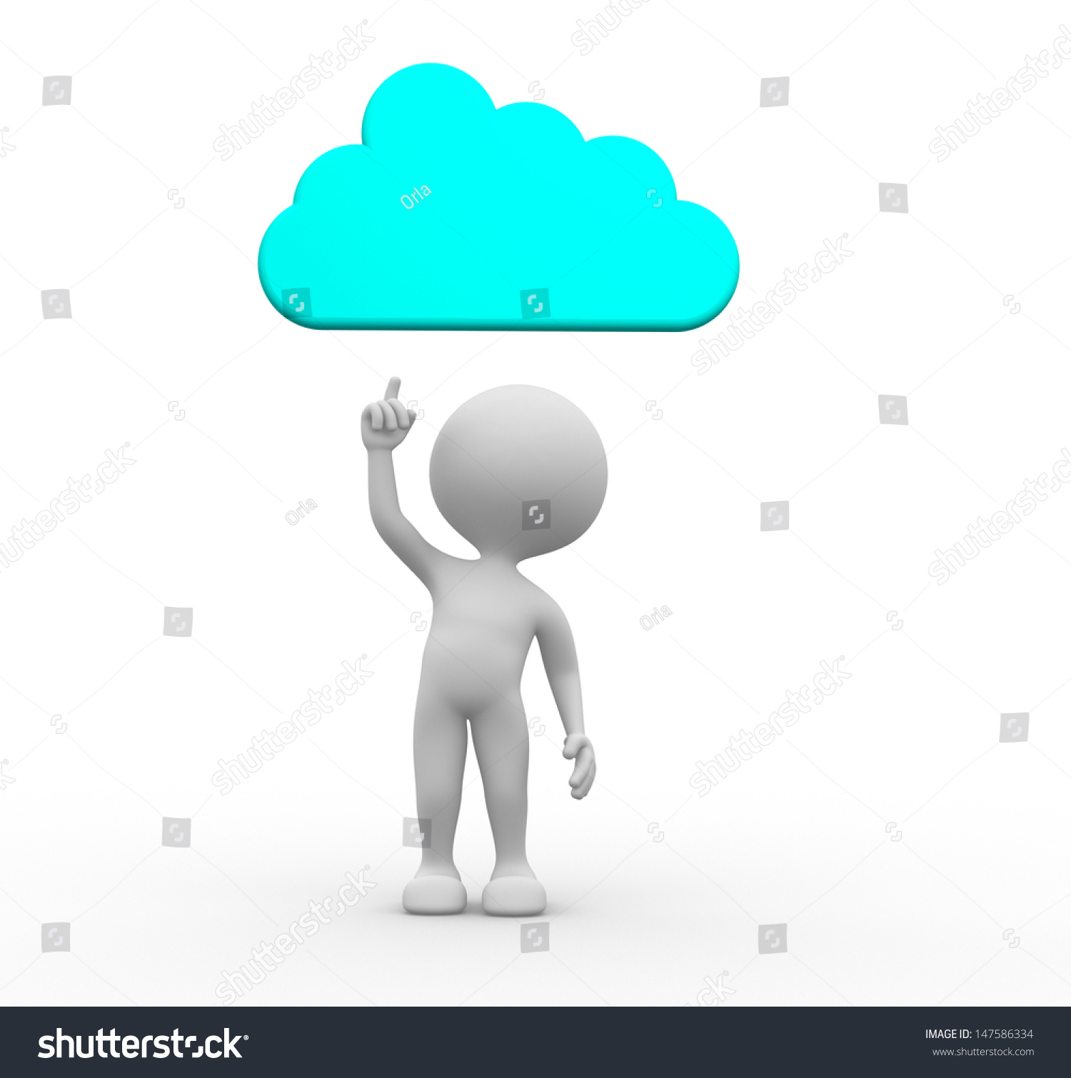 3d People Man Person Cloud Overhead Stock Illustration 147586334 ...