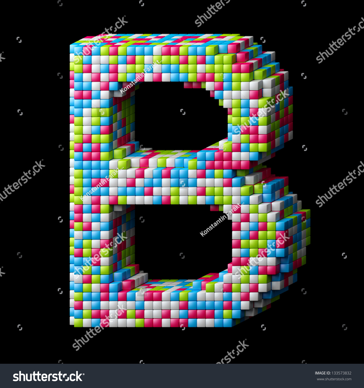 3d Pixelated Alphabet Letter B Made Stock Illustration 133573832