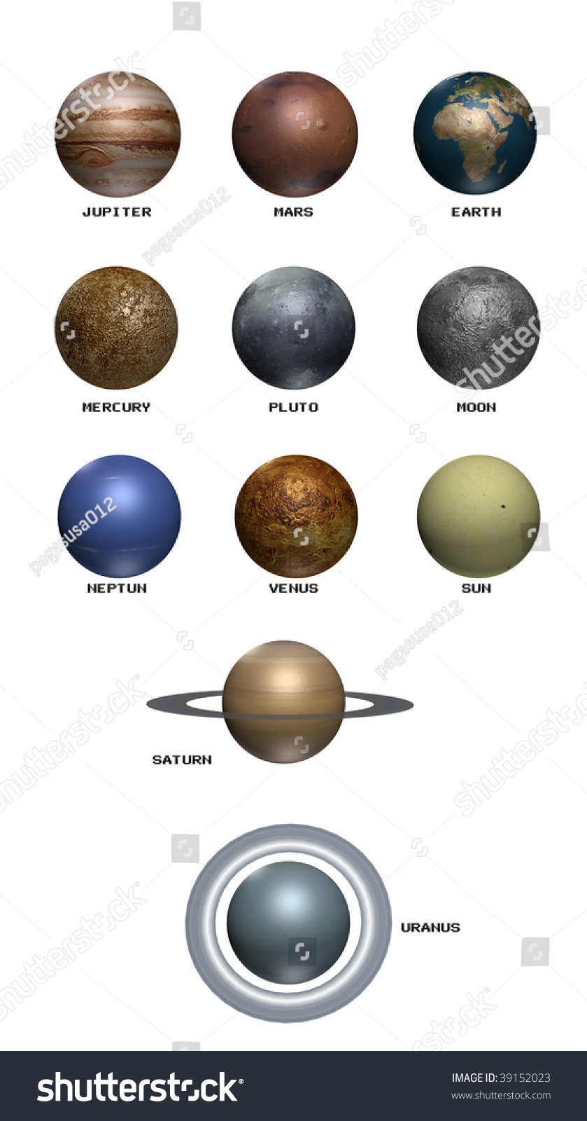 3d Planet Set Isolated White Backround Stock Photo 39152023 : Shutterstock