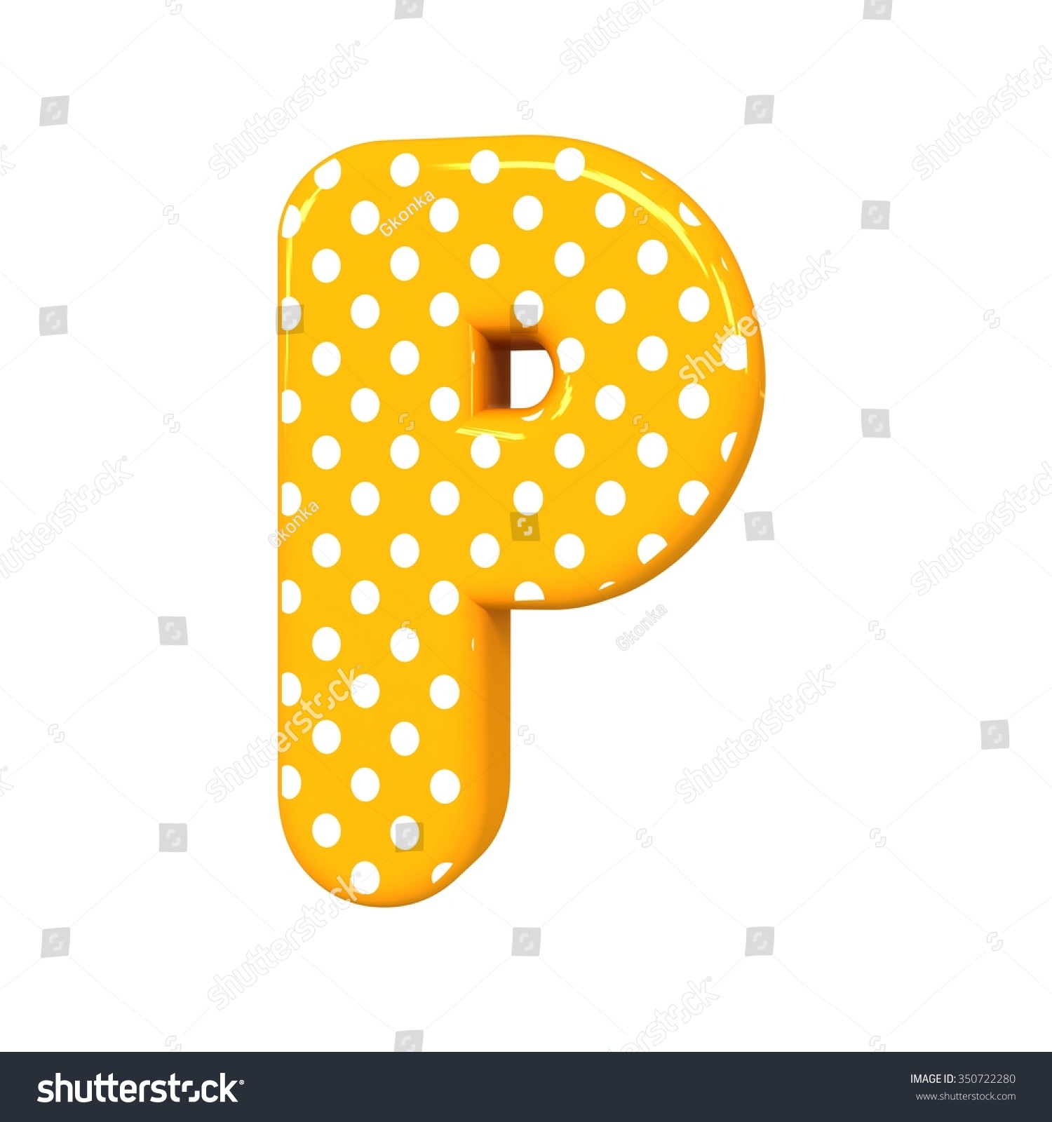 3d Polka Dots Letter P Orange Stock Illustration