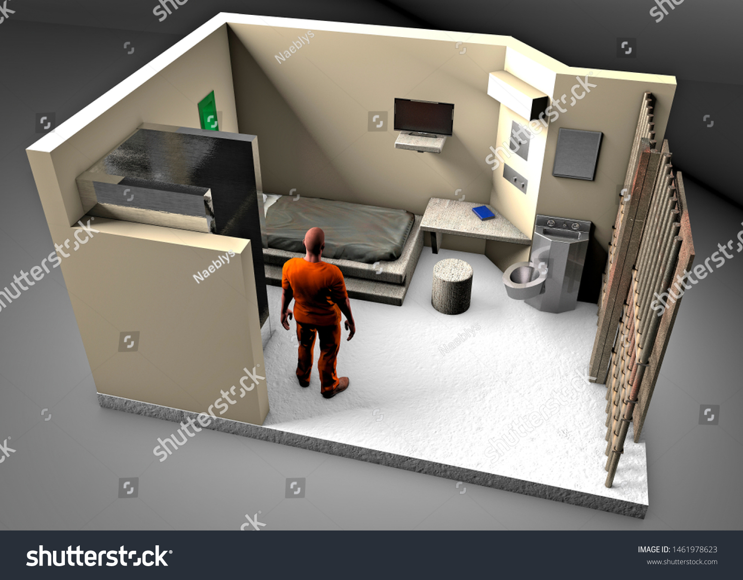 3d Reconstruction Prison Cell Adx Florence Stock Illustration