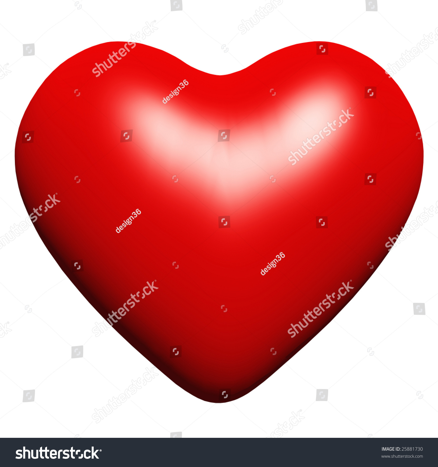 3d Red Shiny Heart Isolated On White Background, Ideal For Holiday ...