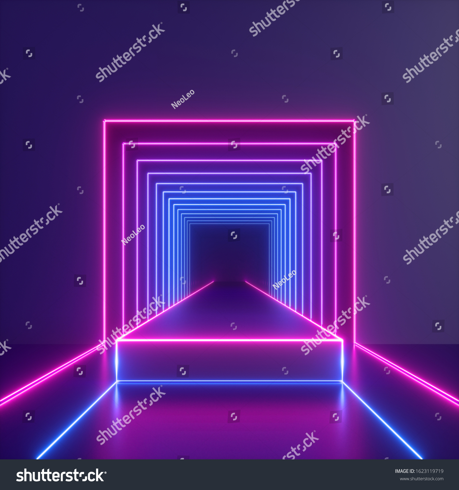 3d Render Abstract Neon Light Background Stock Illustration 1623119719 ...