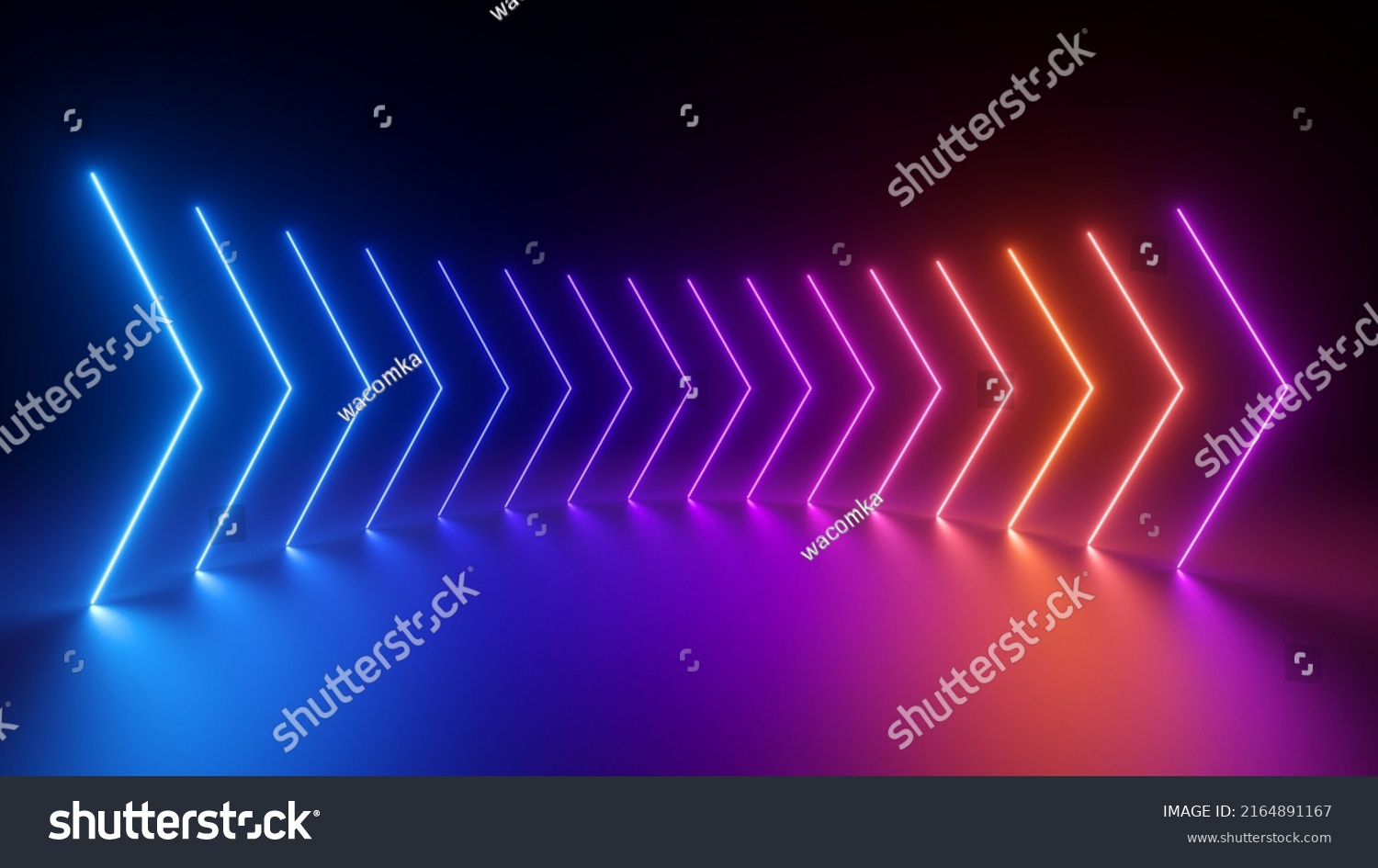 3d Render Abstract Panoramic Neon Background Stock Illustration ...