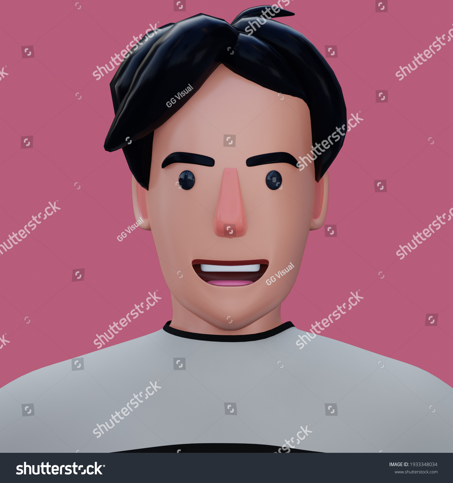 3d Render Attractive Cartoon Character Stock Illustration 1933348034 ...