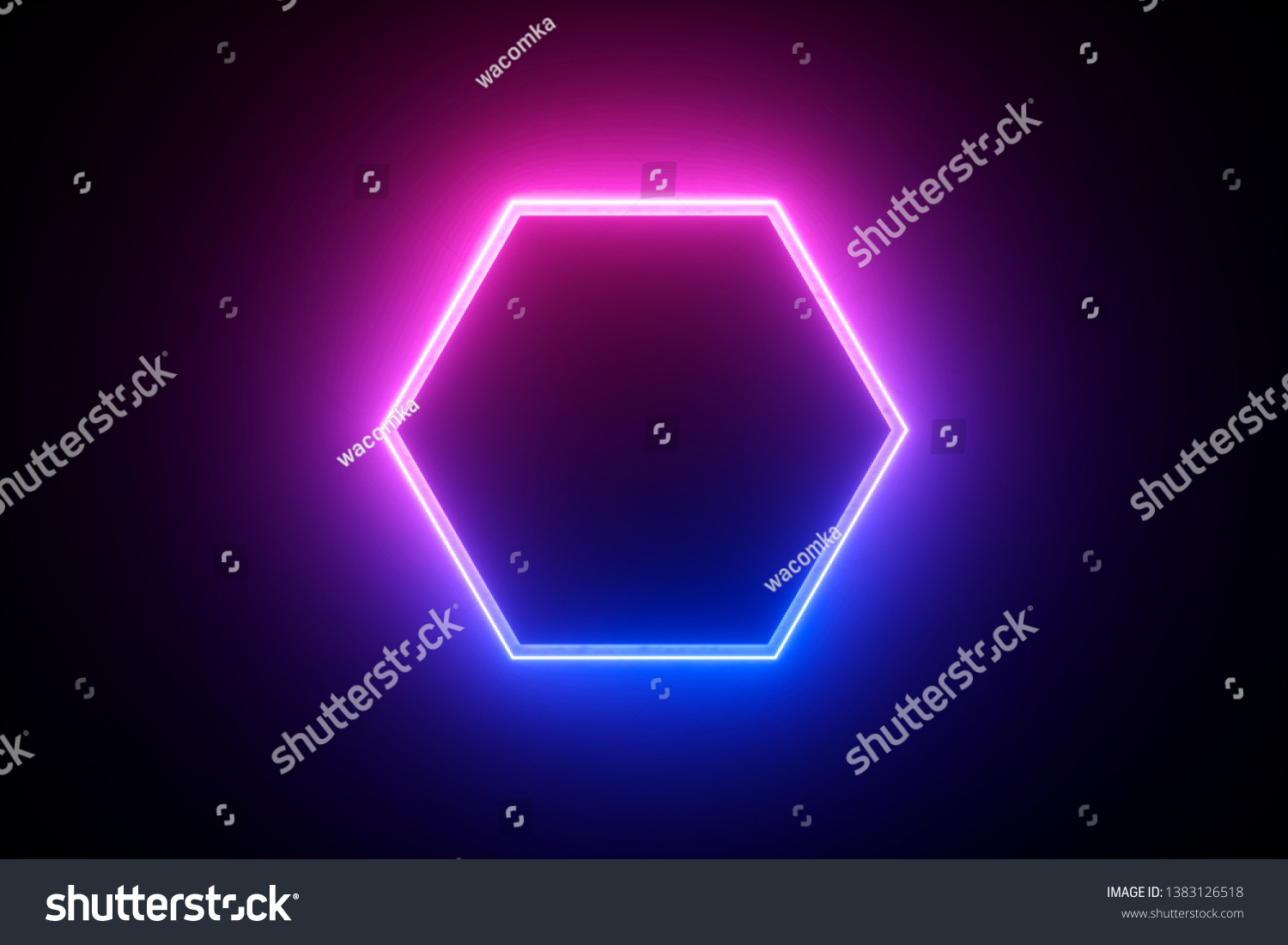 3d Render Blue Pink Neon Hexagonal Stock Illustration 1383126518 ...