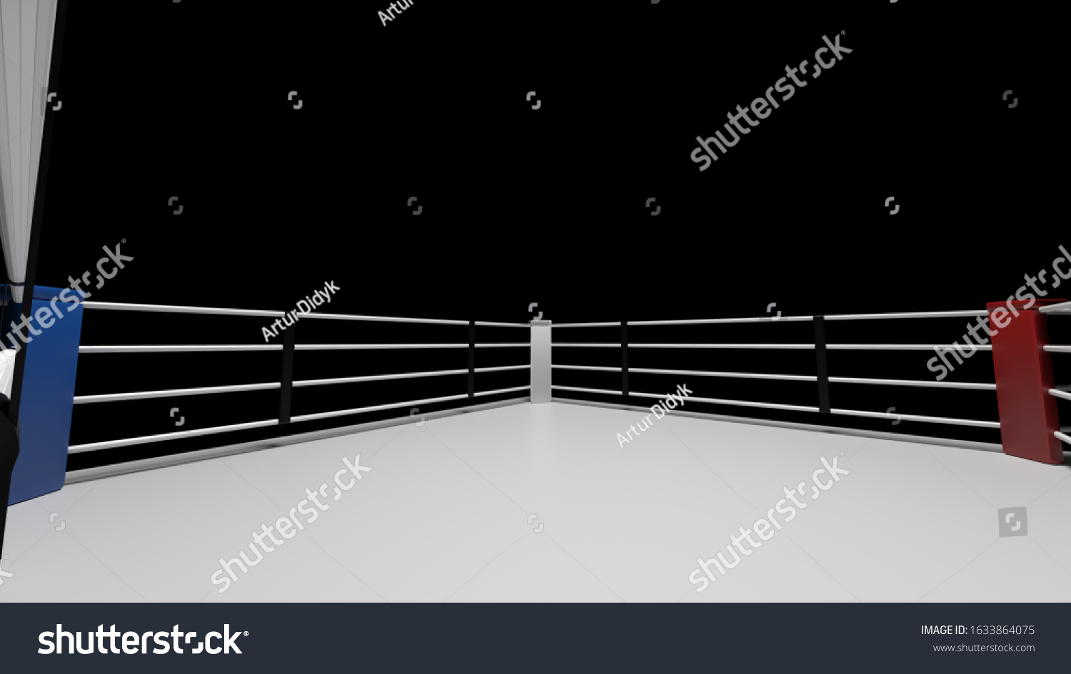 3d Render Boxing Ring On Black Stock Illustration 1633864075 | Shutterstock