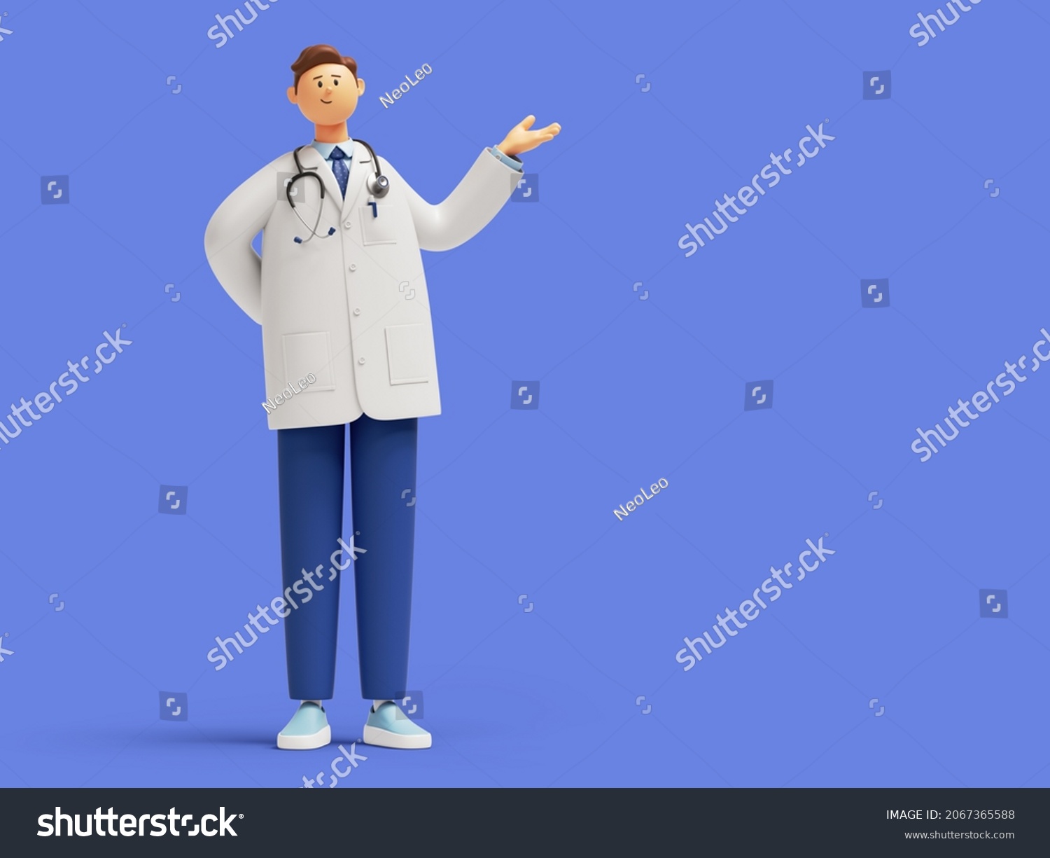 3d Render Doctor Cartoon Character Standing Stock Illustration ...