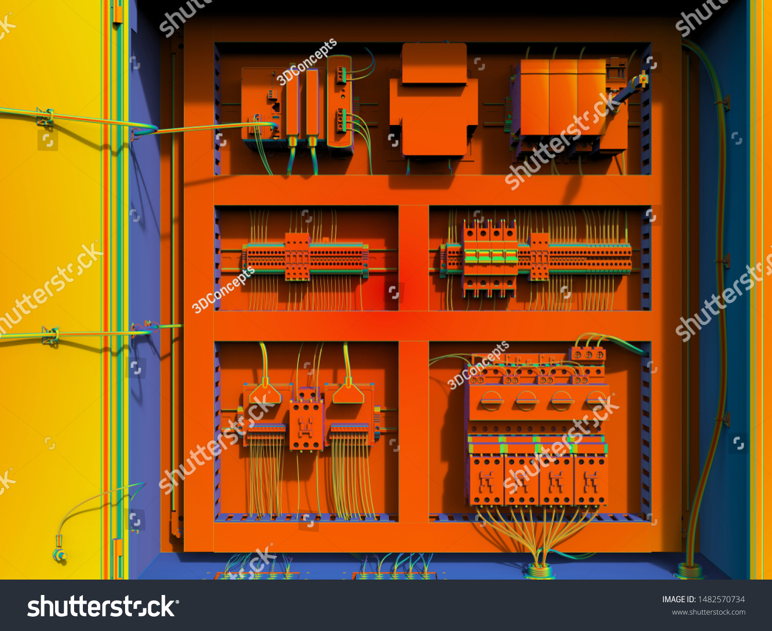 3d Render Electricity Control Panel Stock Illustration 1482570734 ...