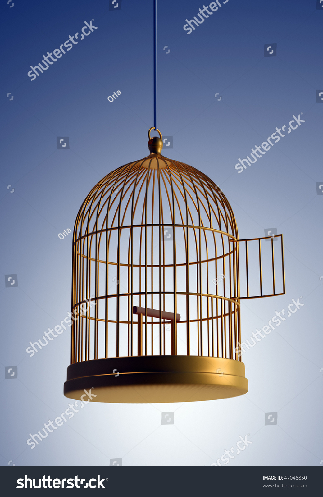 3d Render Illustration Of Golden Bird Cage - 47046850 : Shutterstock