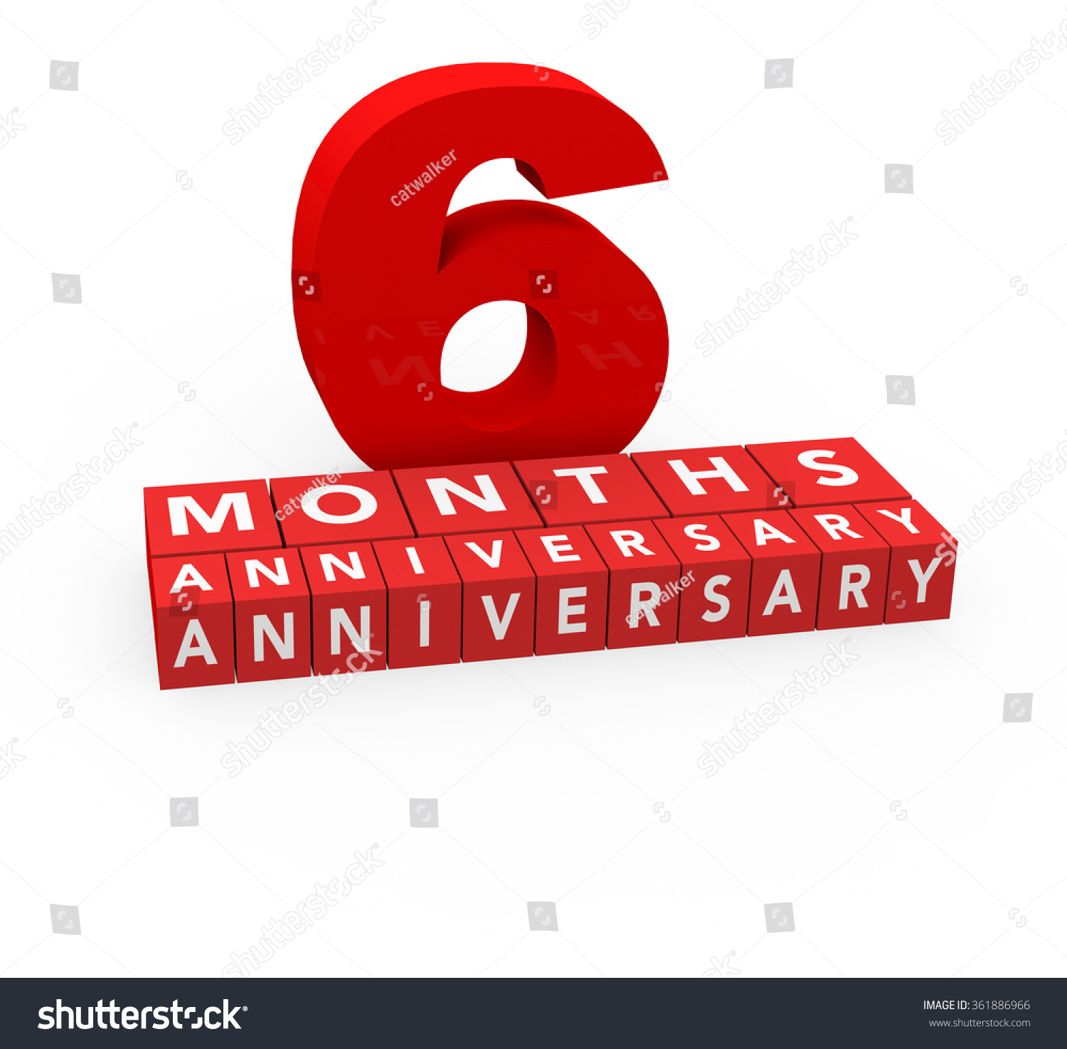 3d Render 6 Months Anniversary On Stock Illustration 361886966