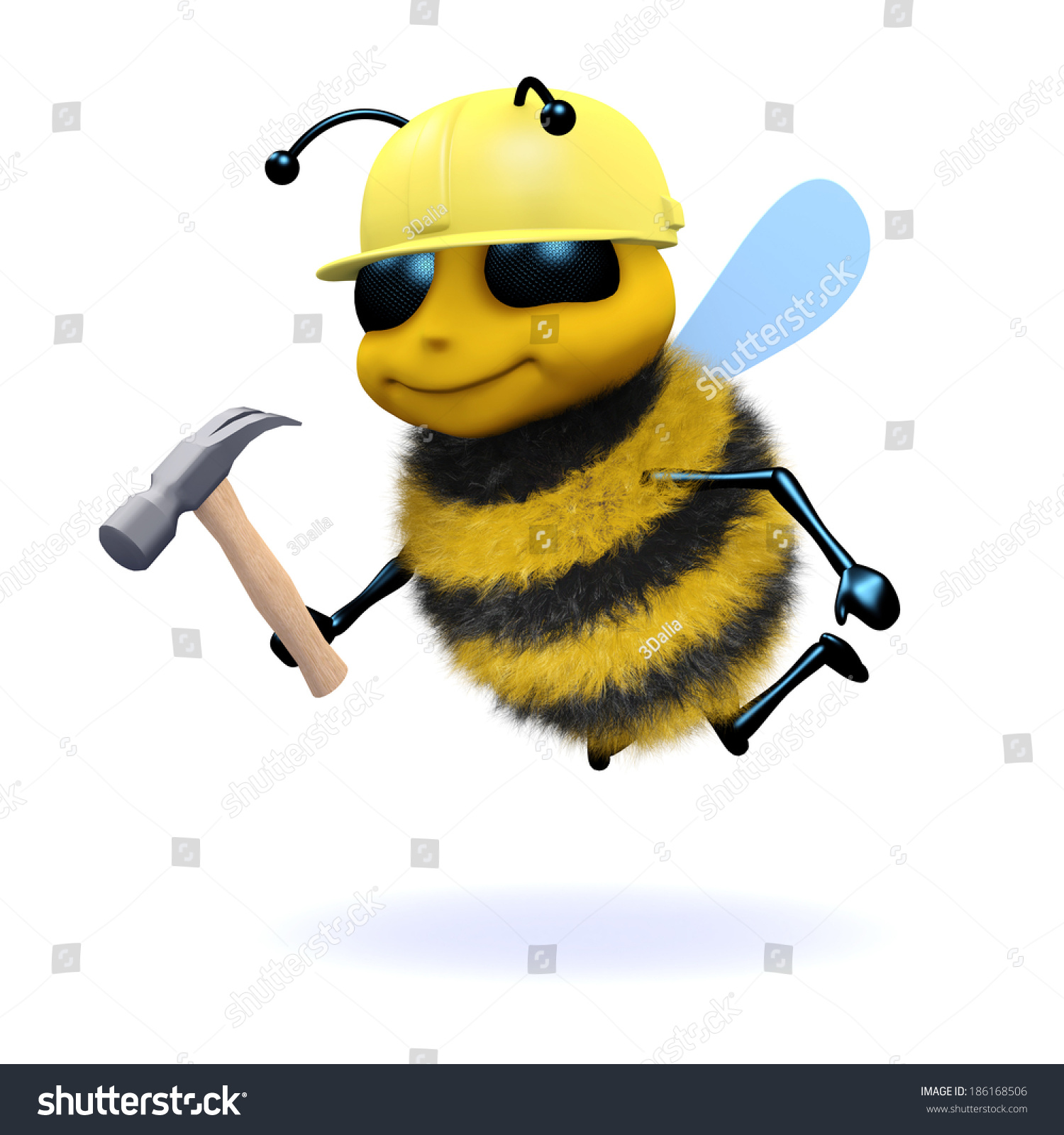 3d Render Bee Working Construction Stock Illustration 186168506