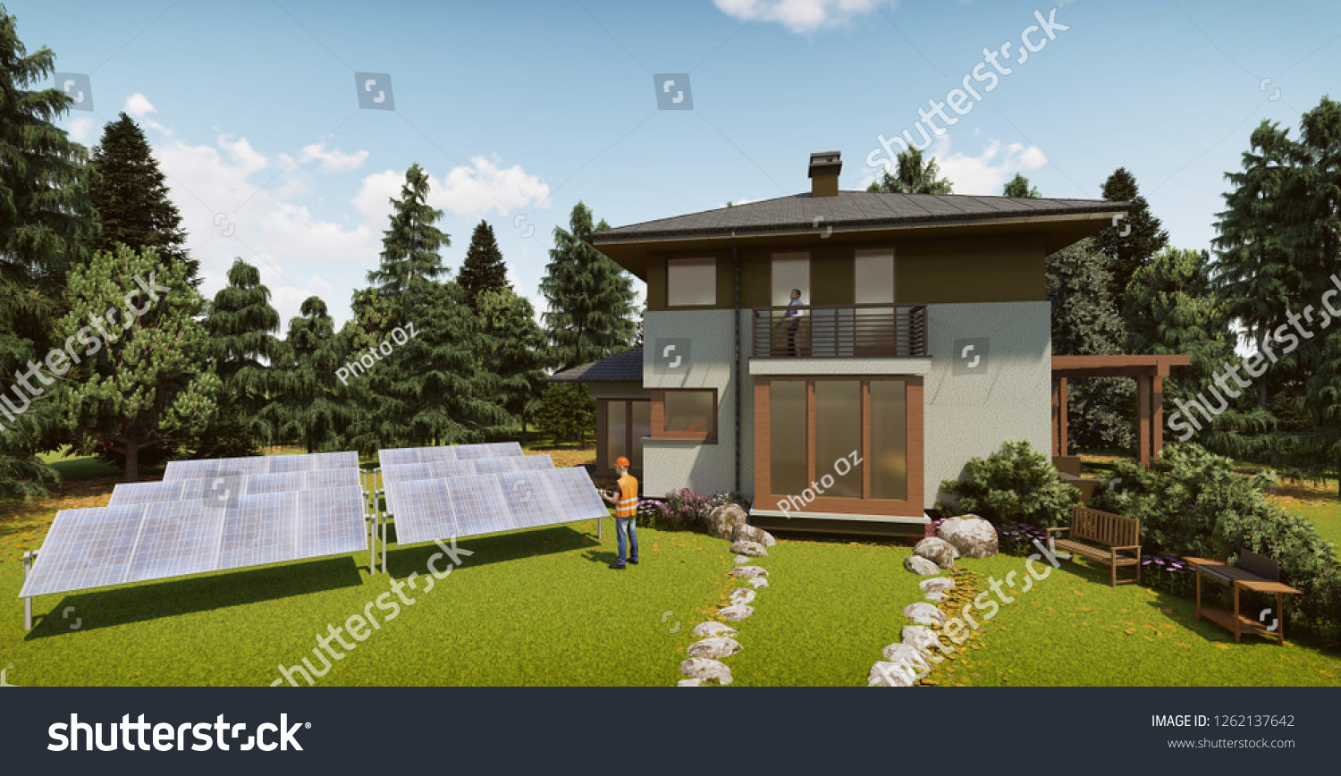 3d Render House Solar Panels Stock Illustration 1262137642 | Shutterstock