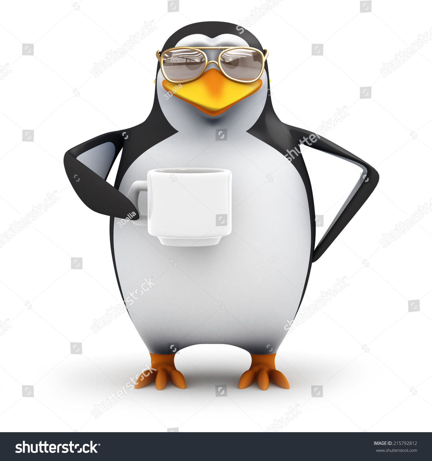 3d Render Of A Penguin Drinking A Mug Of Tea Stock Photo 215792812 ...