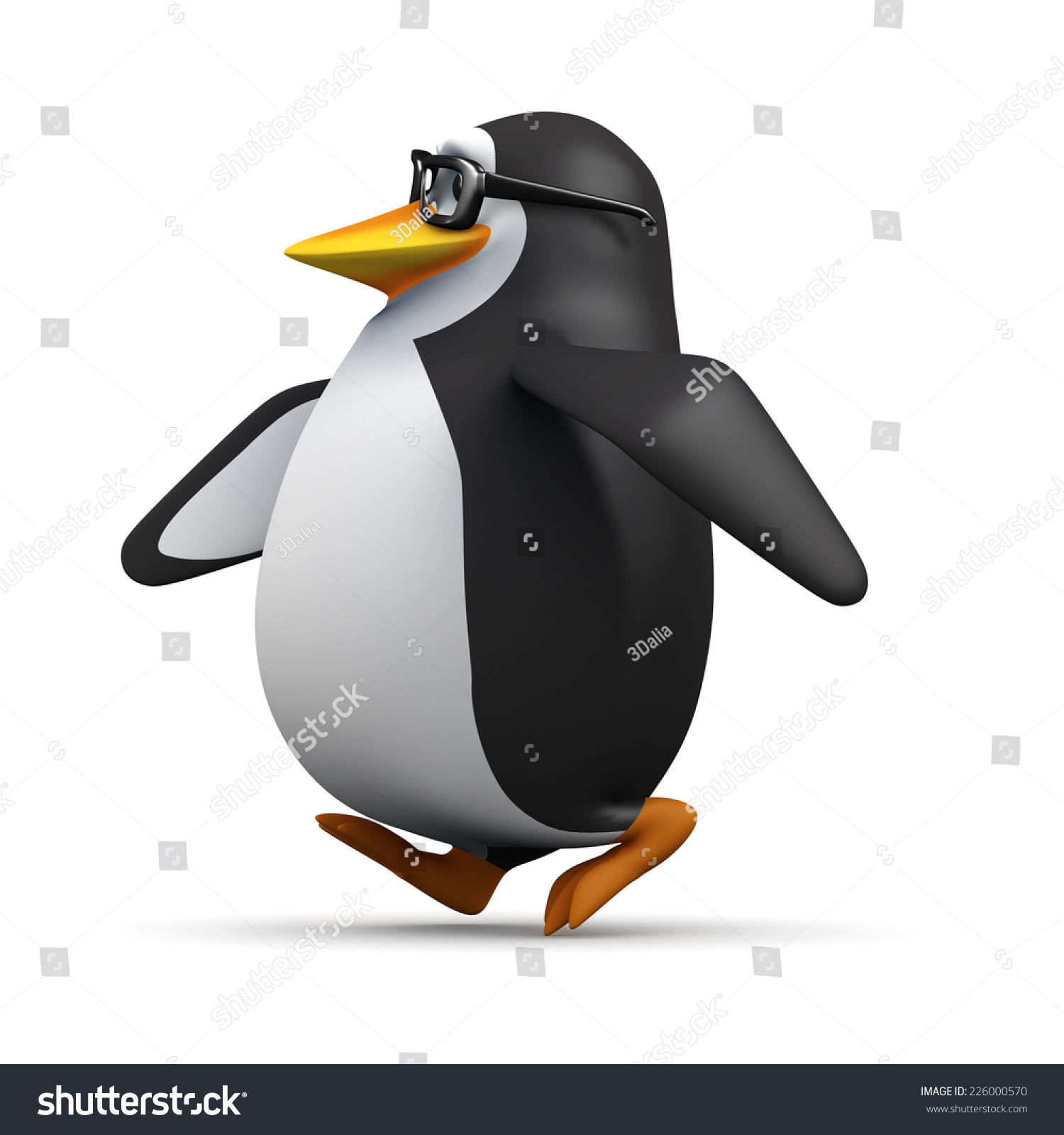 3d Render Penguin Running Very Fast Stock Illustration 226000570 ...