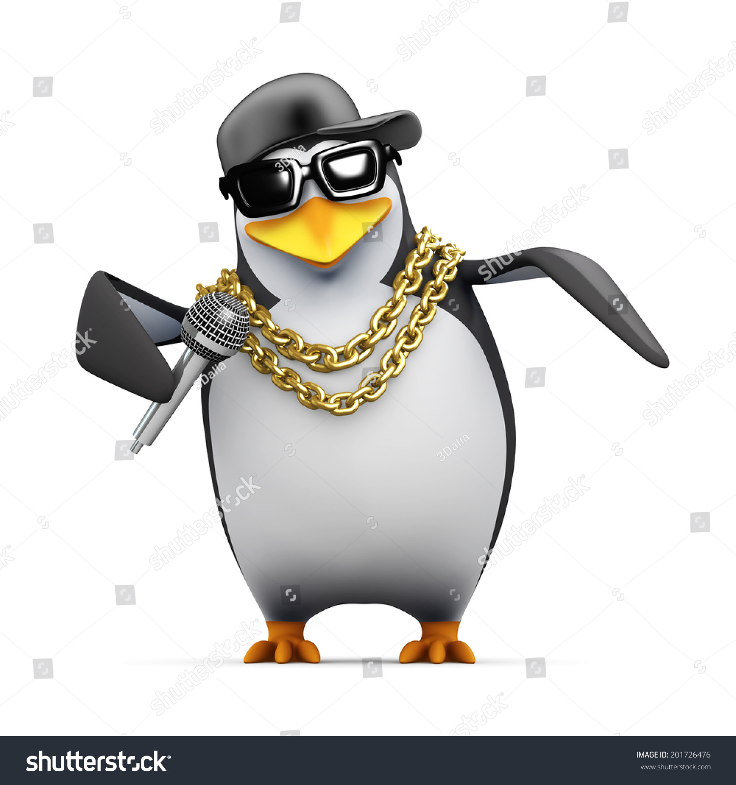 3d Render Penguin Singing Into Microphone Stock Illustration 201726476 ...