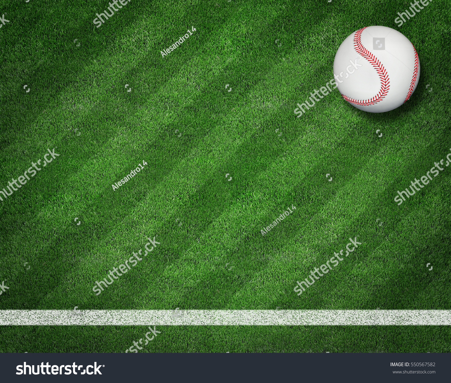 3d Render Baseball On Field Sport Stock Illustration 550567582