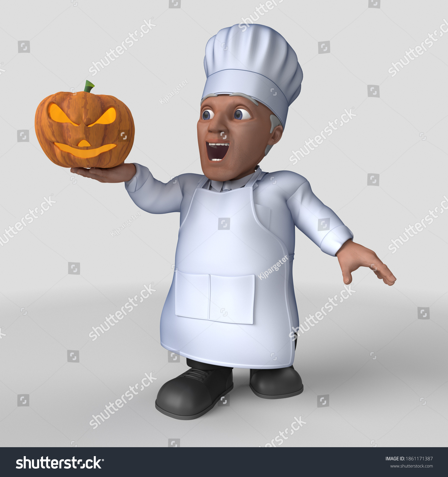 3d Render Cartoon Baker Character Stock Illustration 1861171387 ...