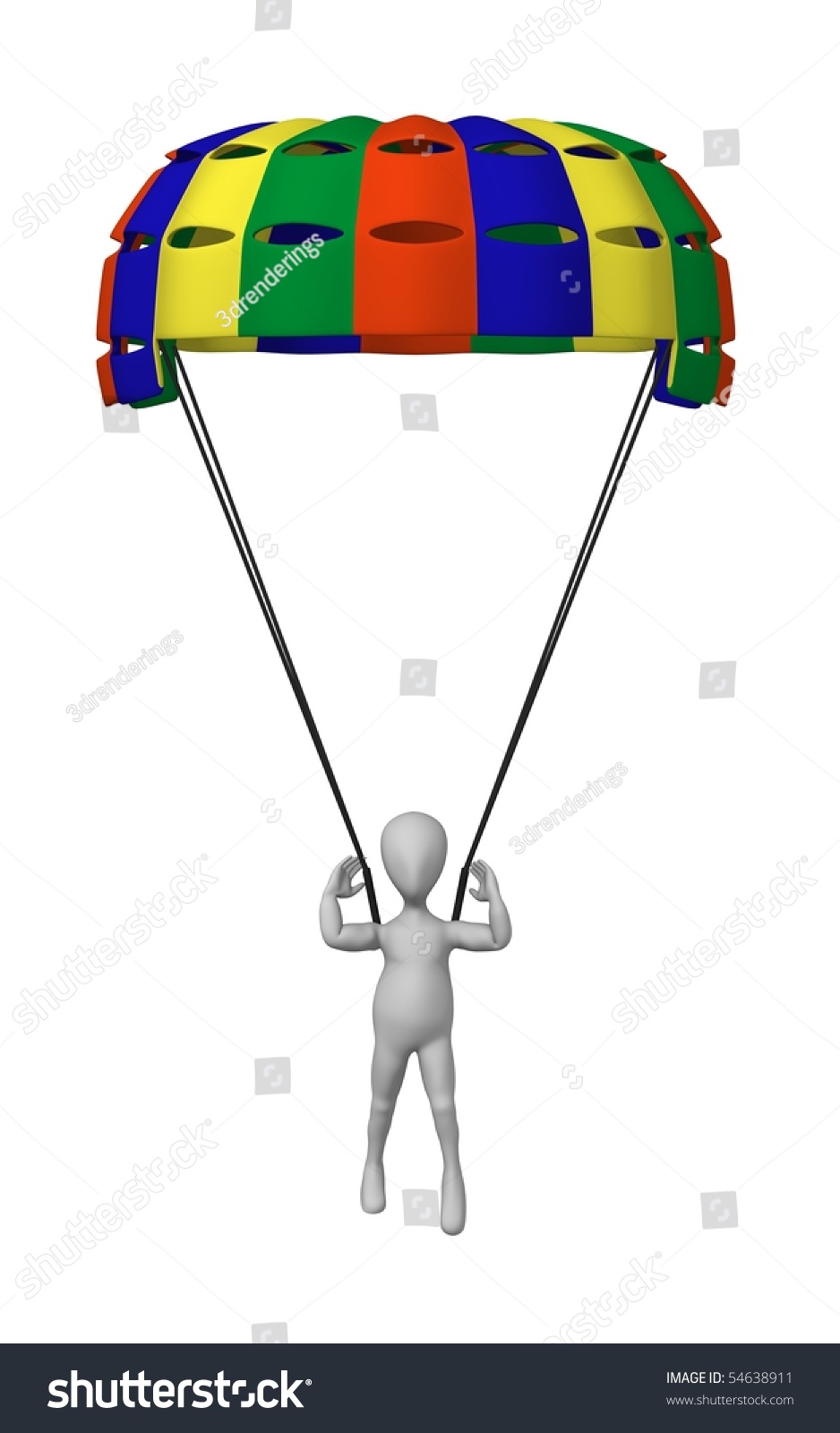 3d Render Of Cartoon Character With Parachute Stock Photo 54638911 ...