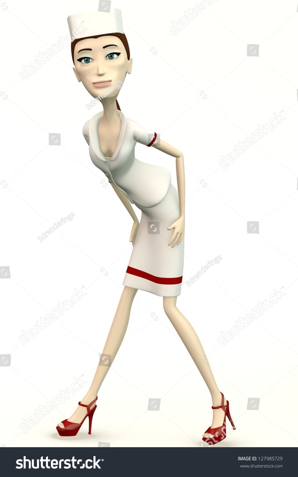 d Render Cartoon Nurse Sexy Pose 스톡 일러스트 Shutterstock