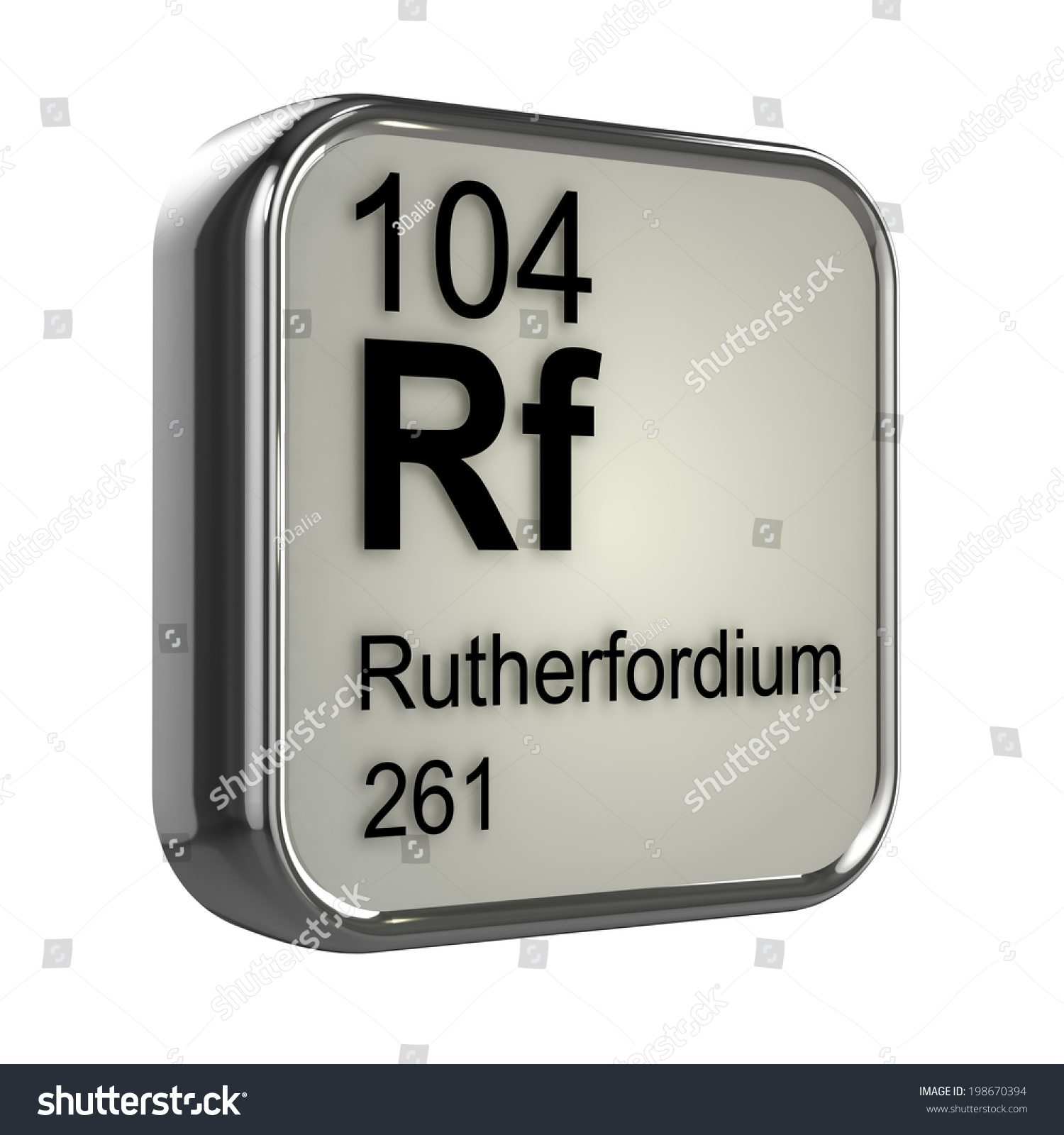 3d Render Rutherfordium Periodic Table Element Stock Illustration 198670394