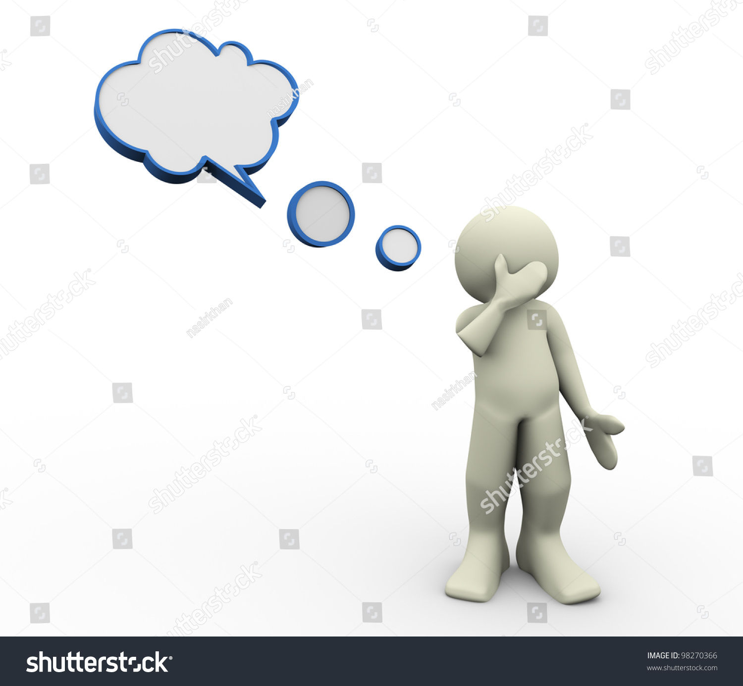 3d Render Of Thinking Man With Speech Bubble. 3d Illustration Of Human ...