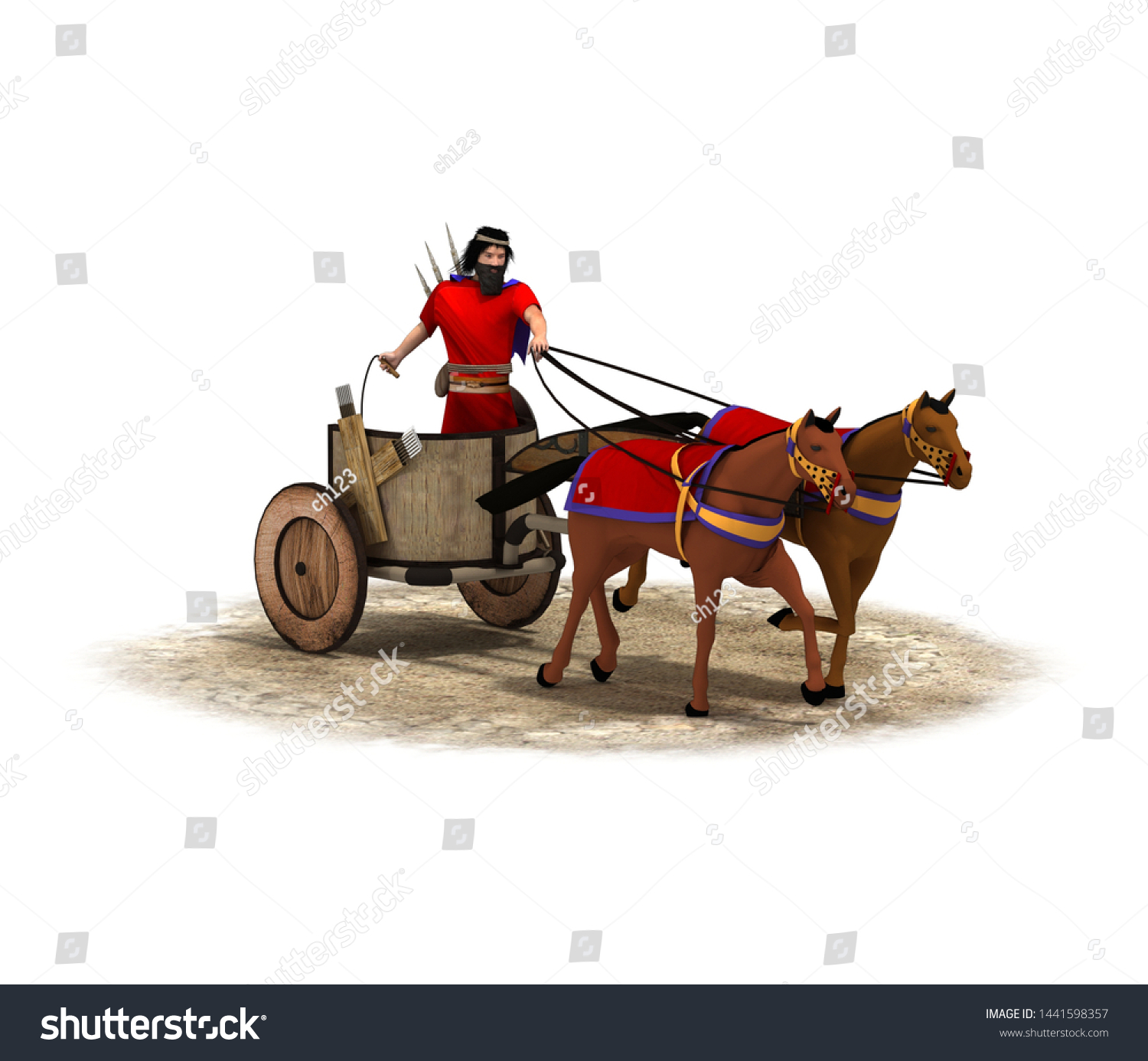 3d Render Persian Chariot Illustration Stock Illustration 1441598357