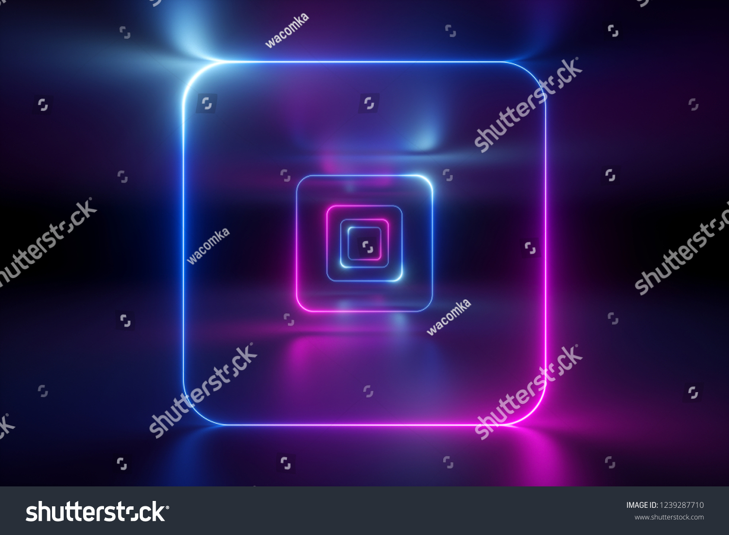 3d Render Ultraviolet Neon Light Tunnel Stock Illustration 1239287710 ...