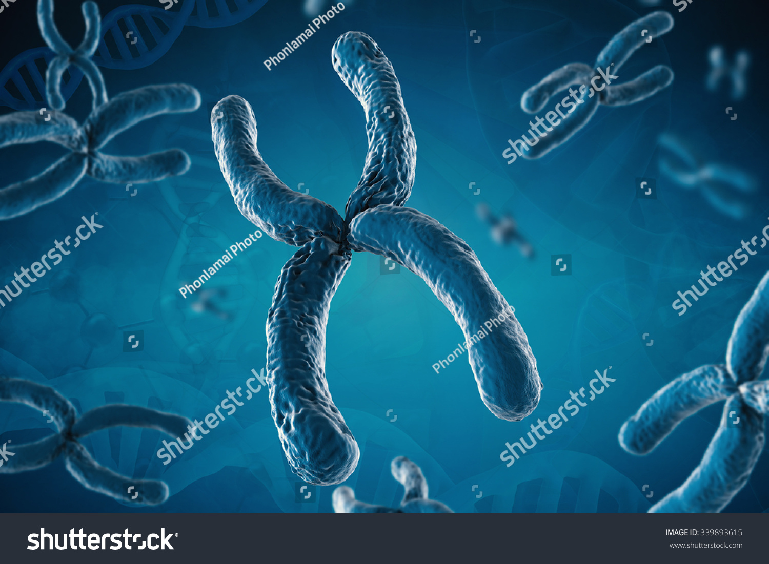 3d Rendered Blue Chromosome On Blue Background Stock Photo 339893615 ...