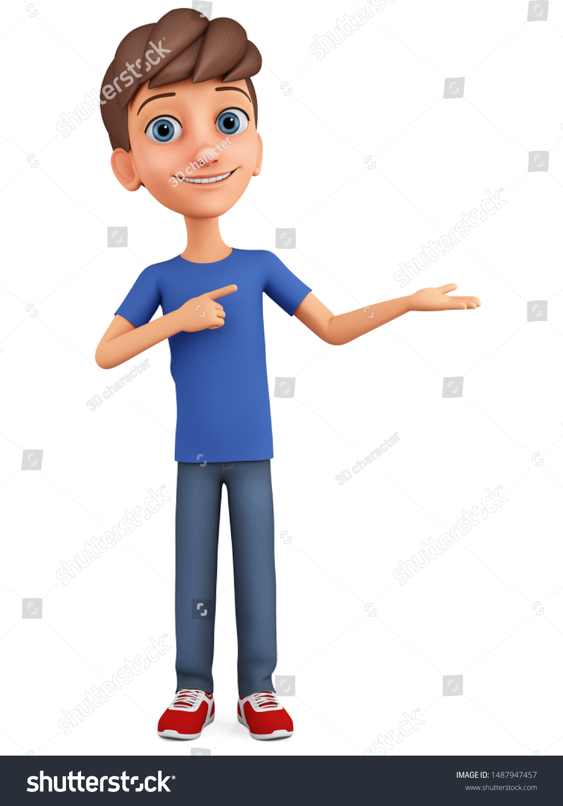 3d Rendered Boy Isolated On White Stock Illustration 1487947457