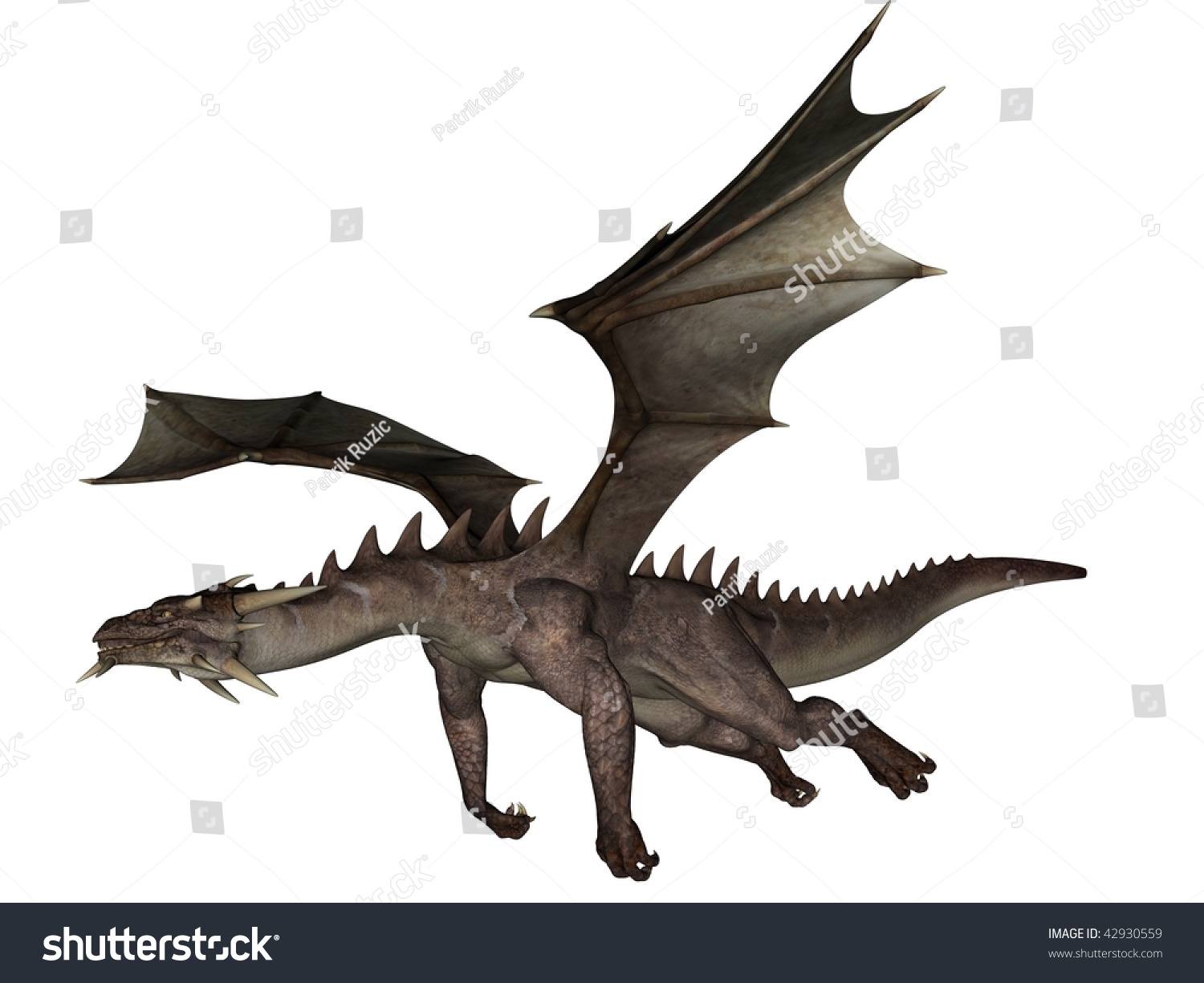 3d Rendered Flying Dragon Isolated On Stock Illustration 42930559 ...