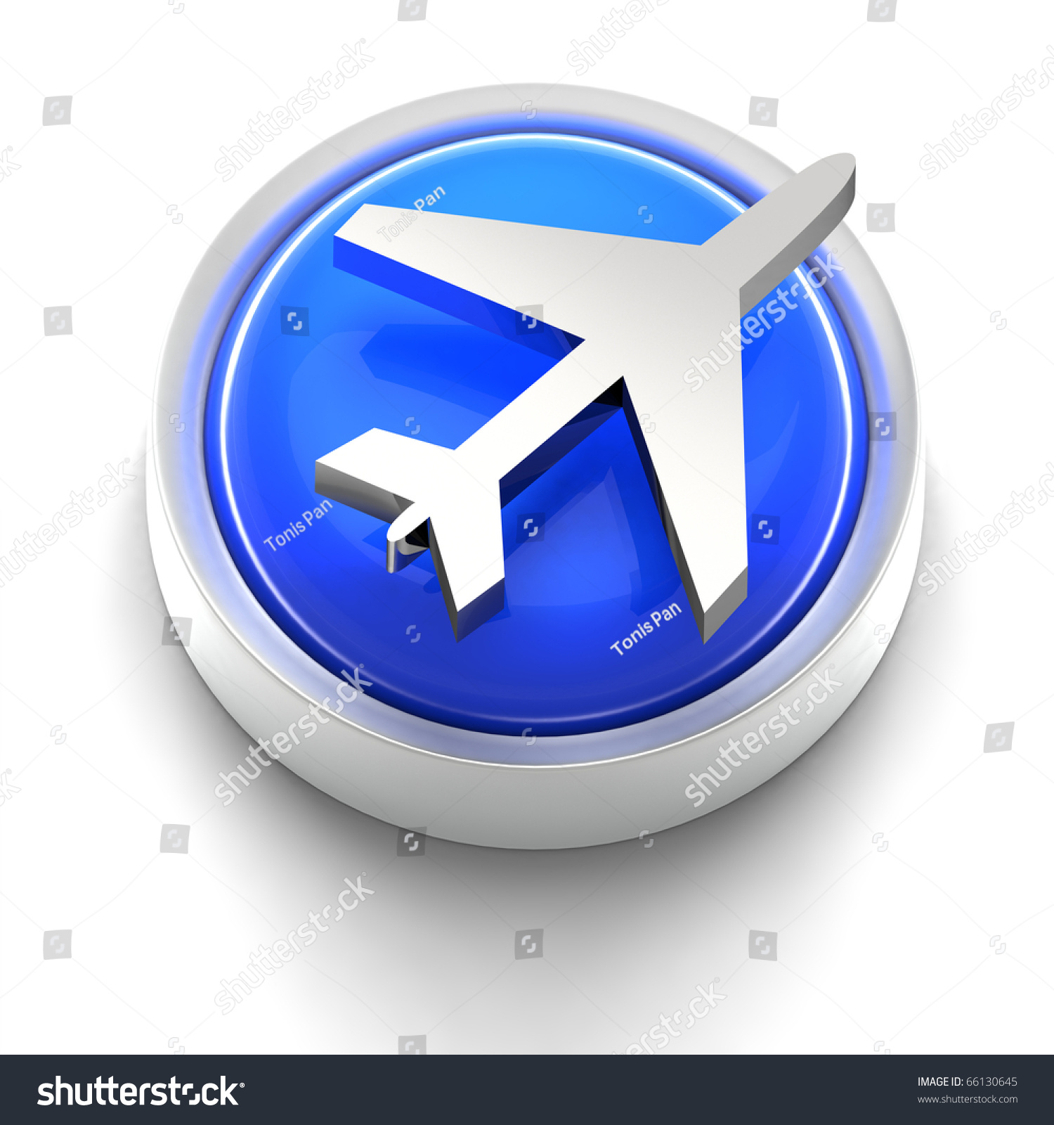 3d Rendered Illustration Of Button Icon With Airplane Symbol - 66130645 ...