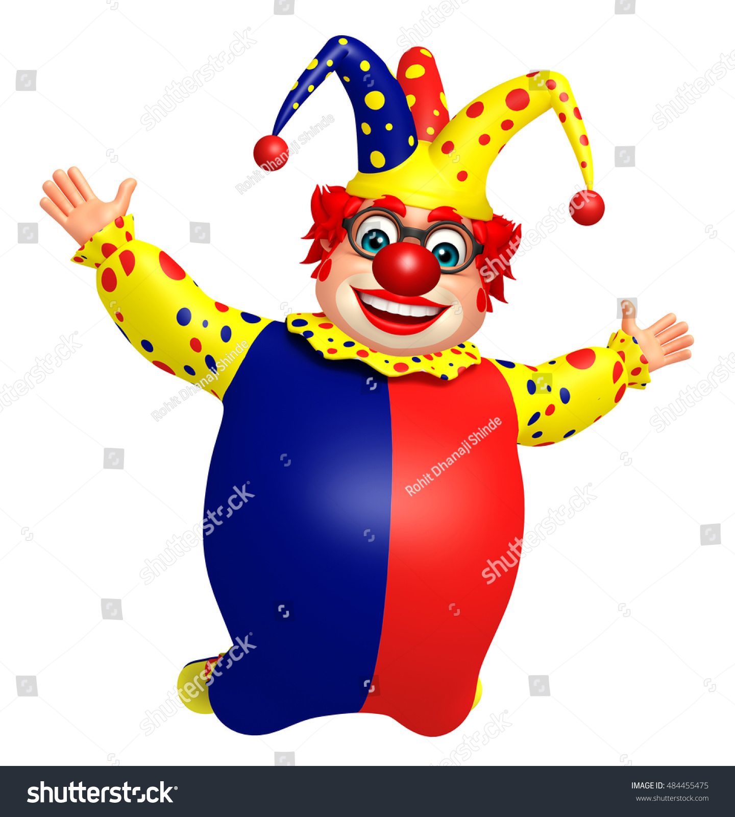 3d Rendered Illustration Of Clown With Jumping Pose - 484455475 