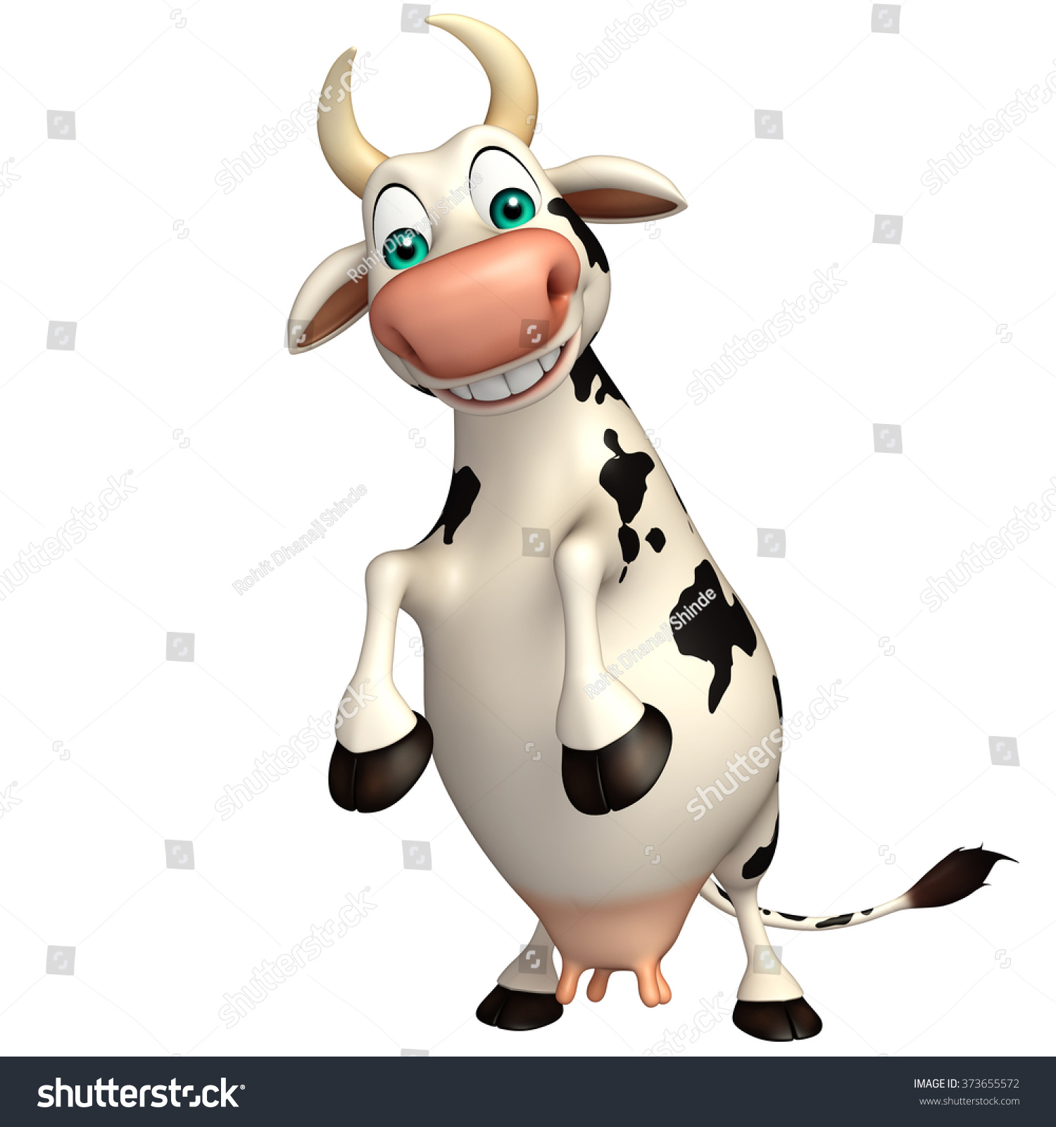 3d Rendered Illustration Of Cow Funny Cartoon Character - 373655572 ...