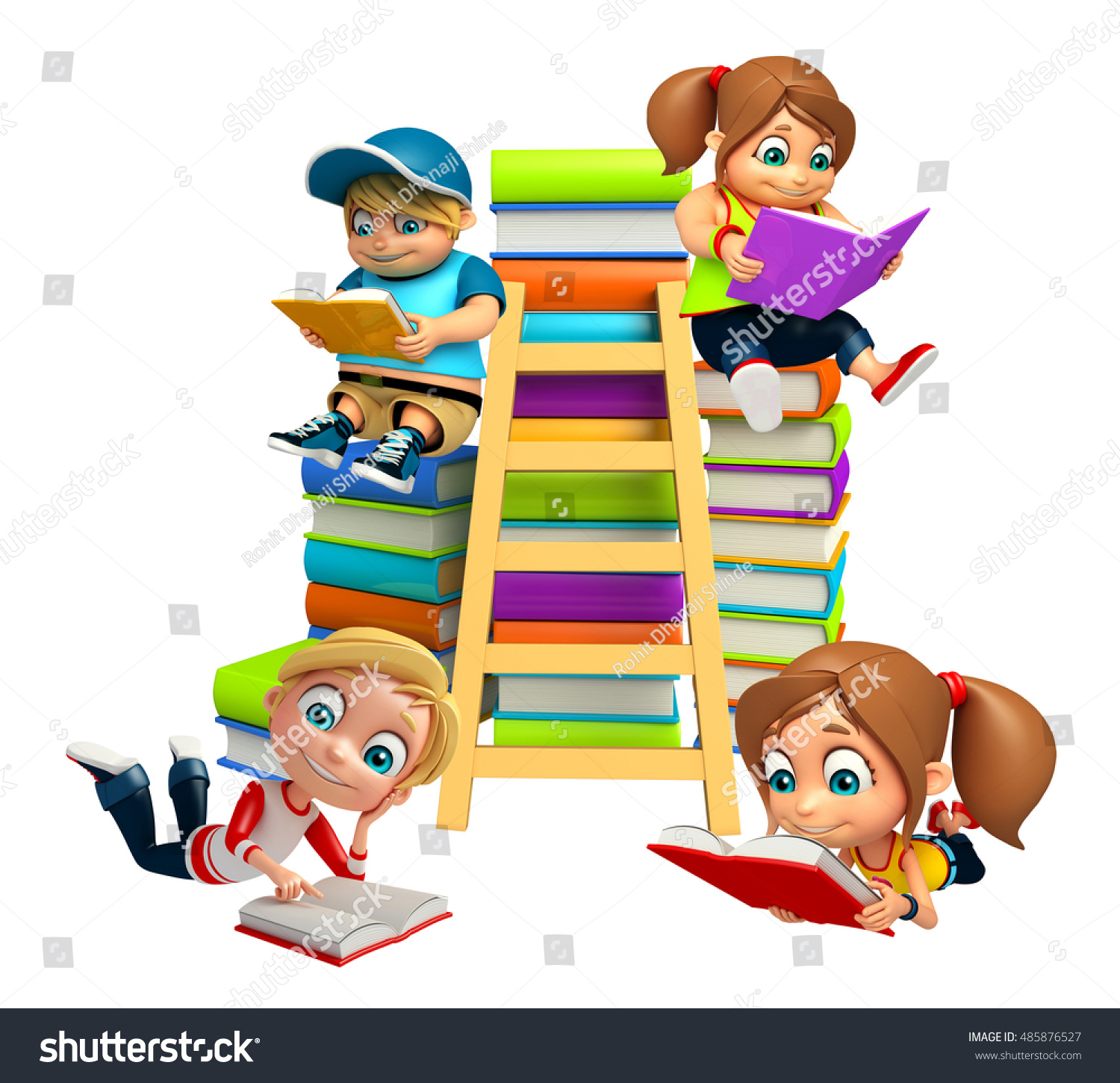 3d Rendered Illustration Kid Boy Girl Stock Illustration 485876527 ...