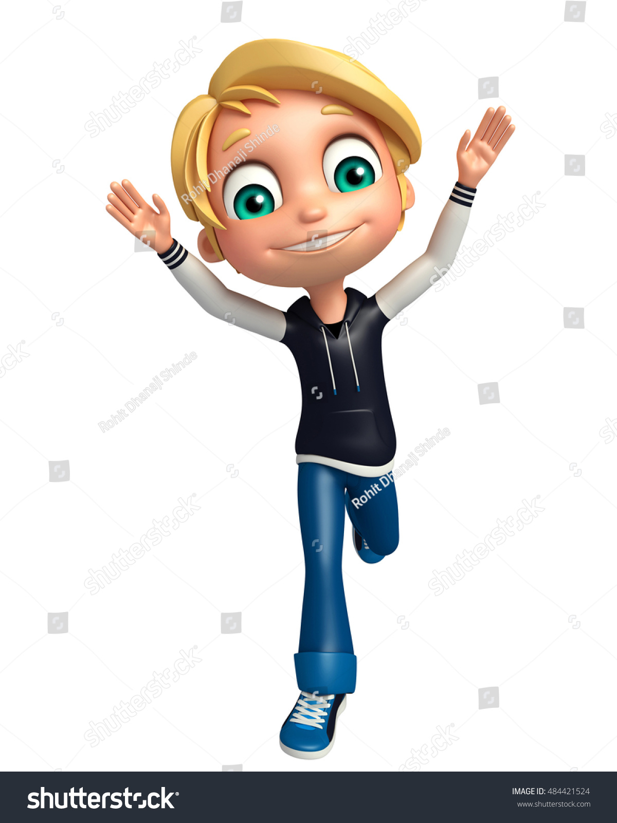 3d Rendered Illustration Kid Boy Funny Stock Illustration 484421524