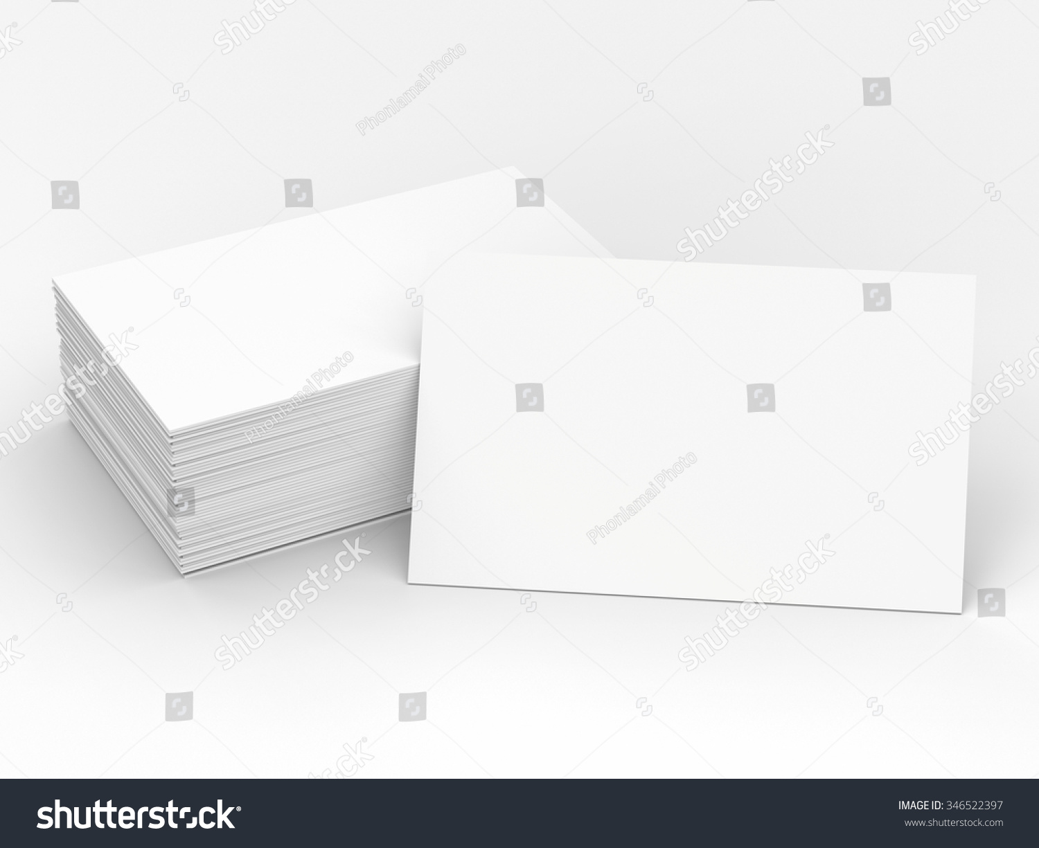 3 d rendered stack blank name cardsのイラスト素材 346522397