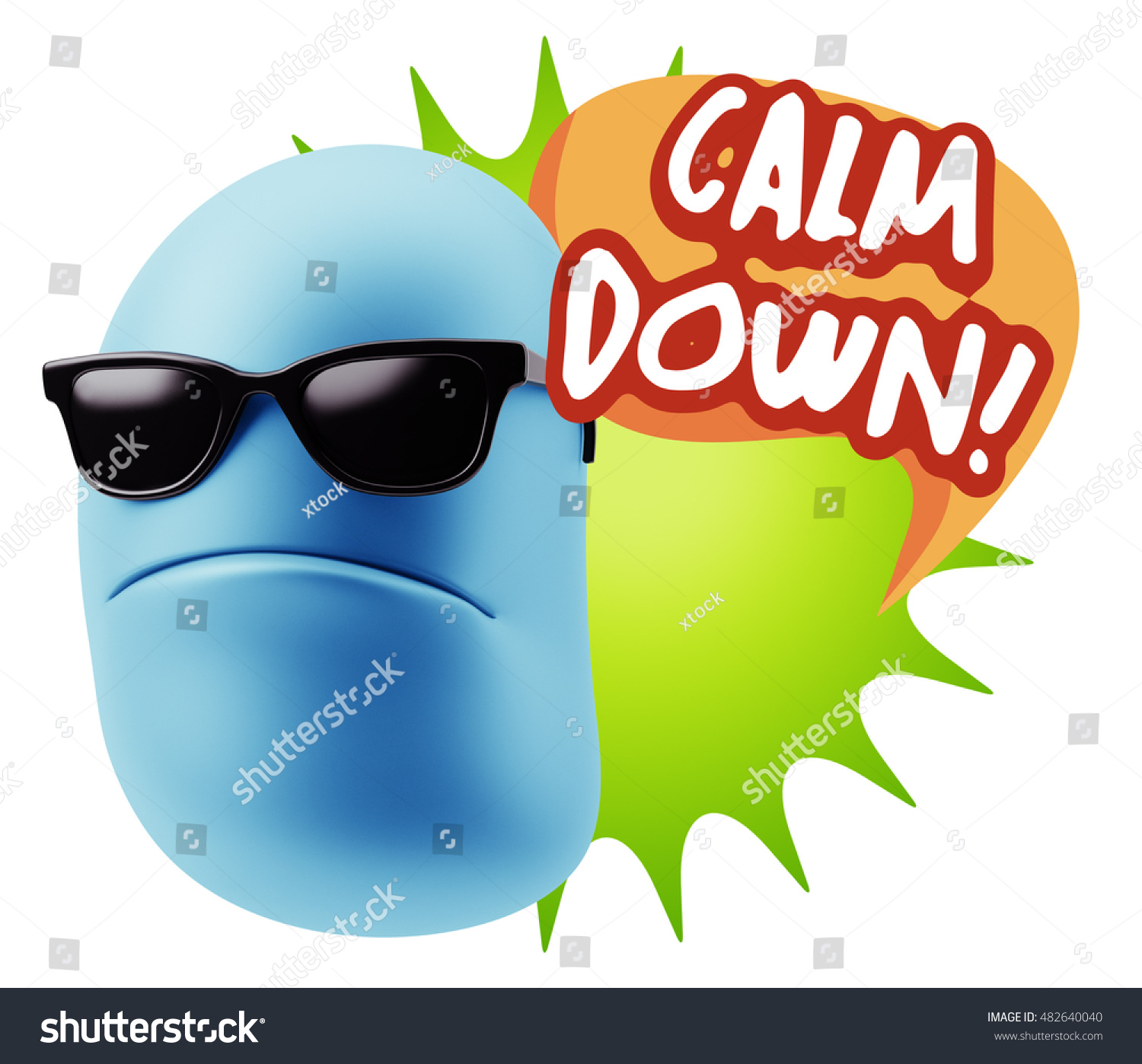 3d Rendering Angry Character Emoji Saying Stock Illustration 482640040