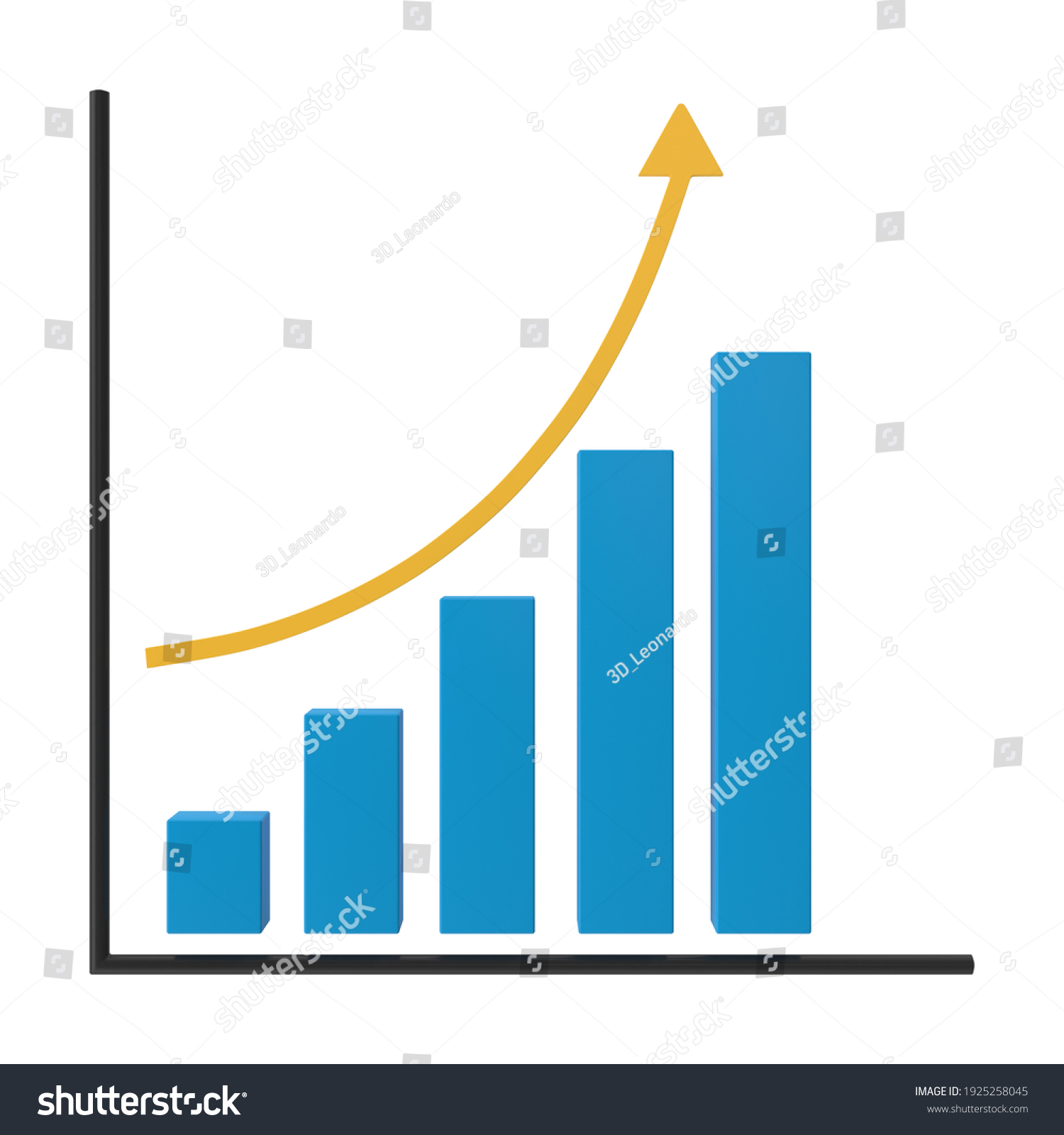 3drendering Business Growth Bar Graph Curve Stock Illustration ...