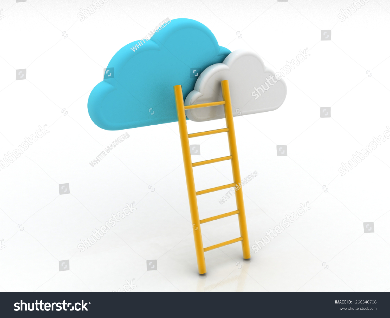 3d Rendering Cloud Ladder Illustration Stock Illustration 1266546706