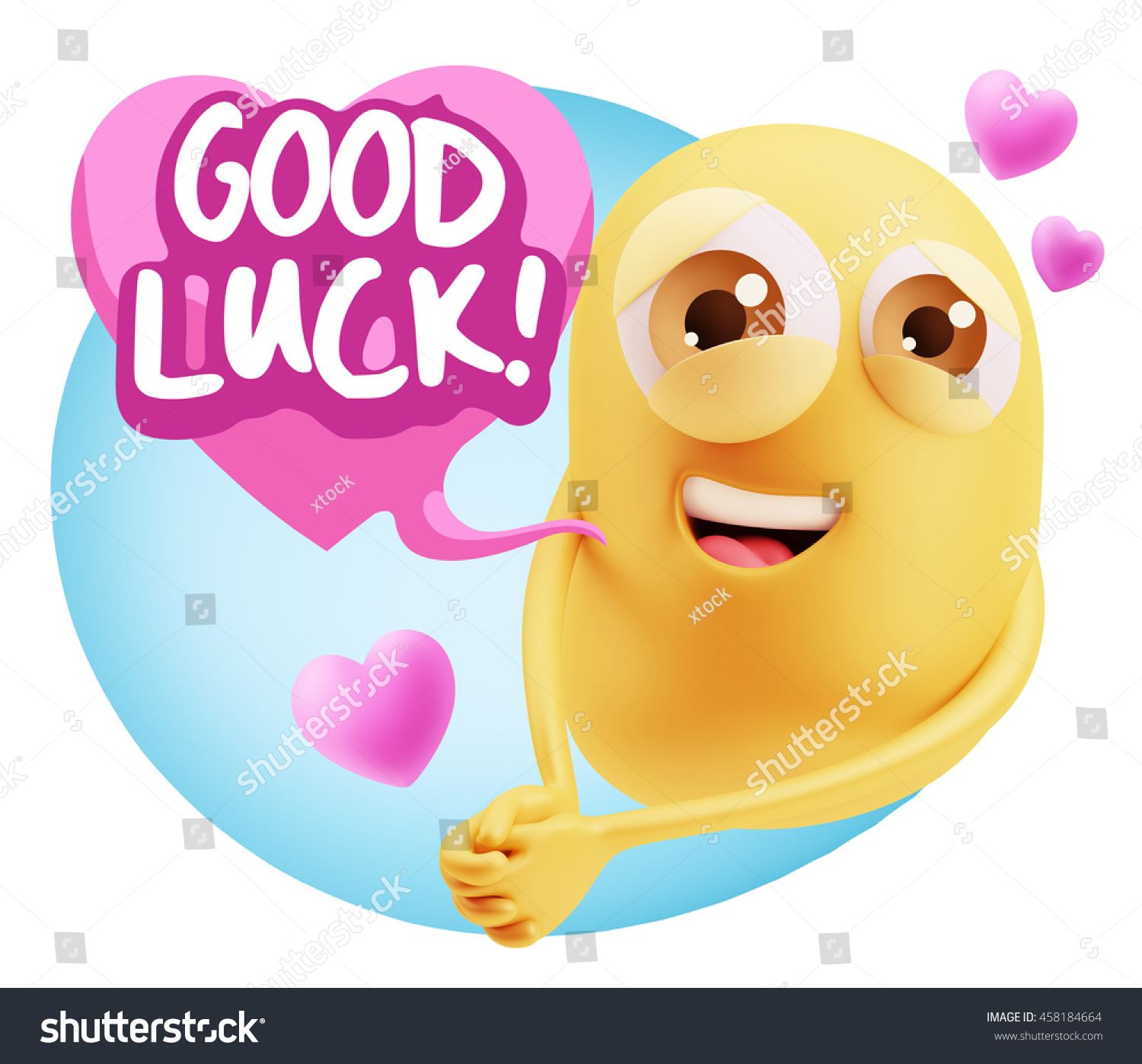 3d Rendering Emoji Saying Good Luck Stock Illustration 458184664