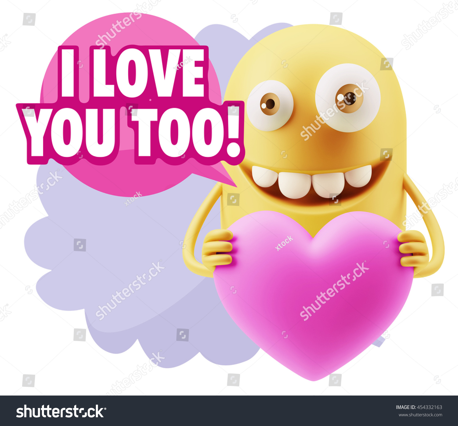 3d Rendering Emoji Saying Love You Stock Illustration