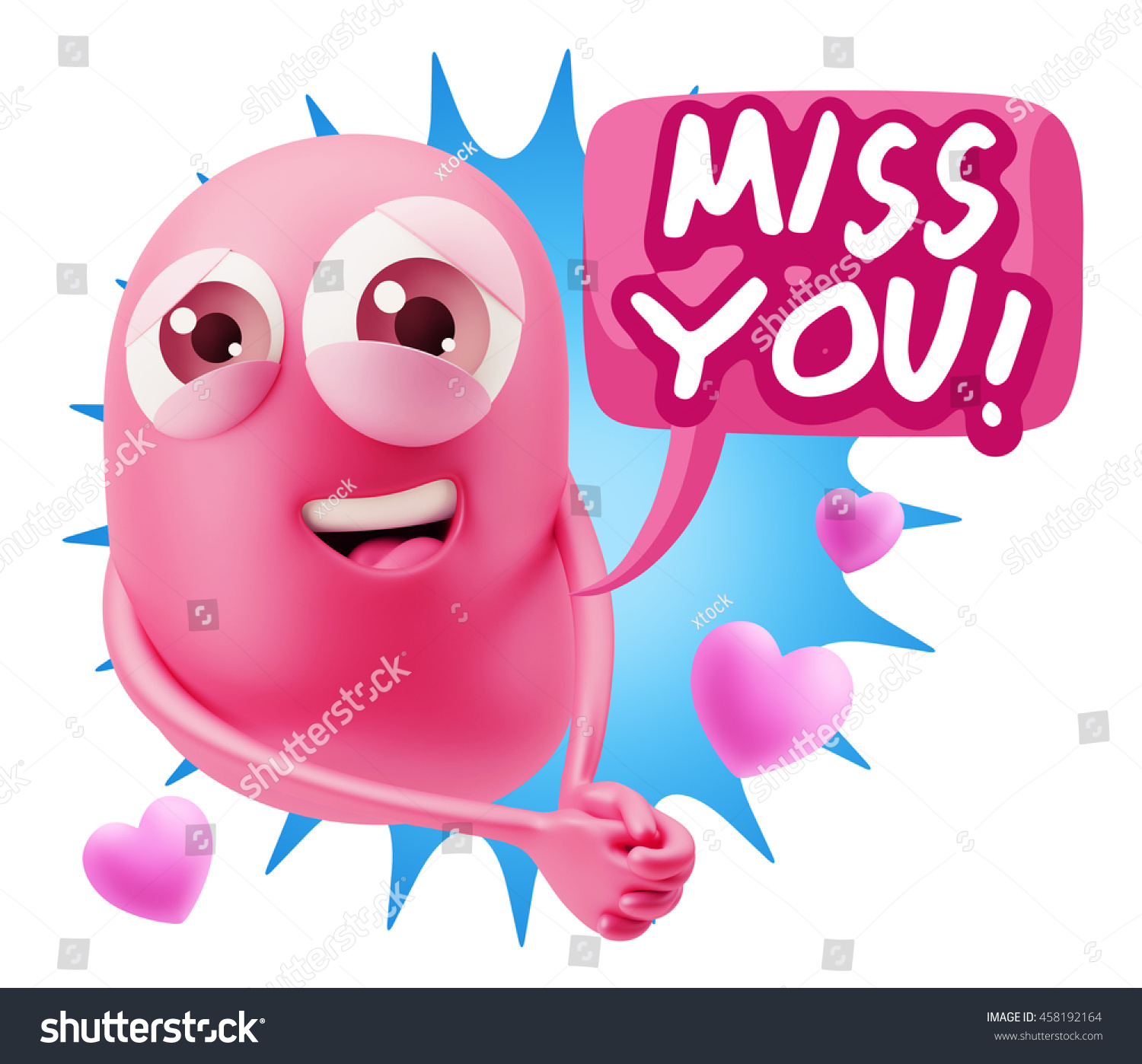 3d Rendering Emoji Saying Miss You Stock Illustration 458192164