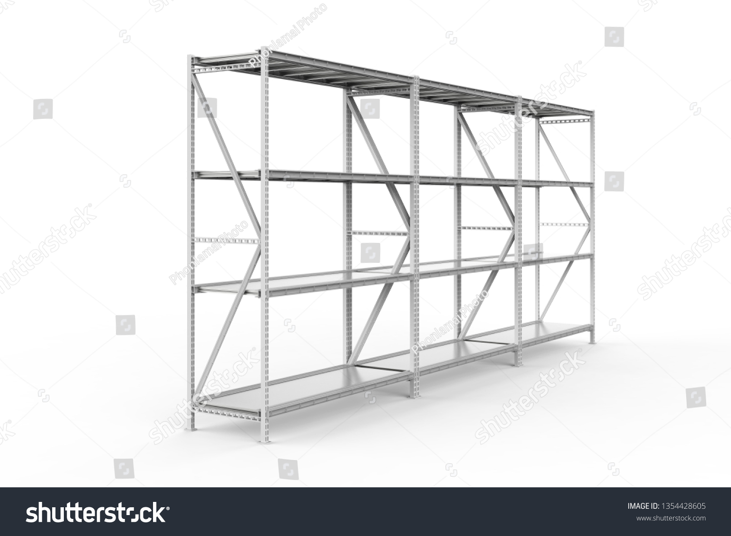 3d Rendering Empty Warehouse Rack On: ภาพประกอบสต็อก 1354428605 ...