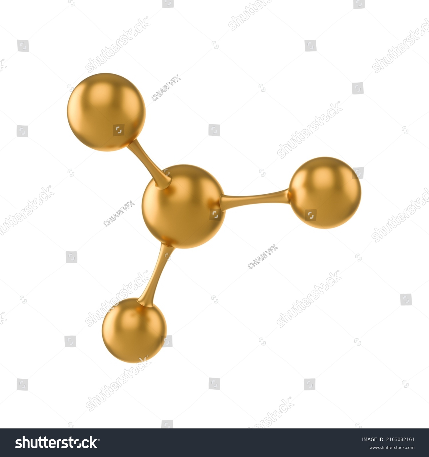 3d Rendering Golden Atom Molecule Structure Stock Illustration ...