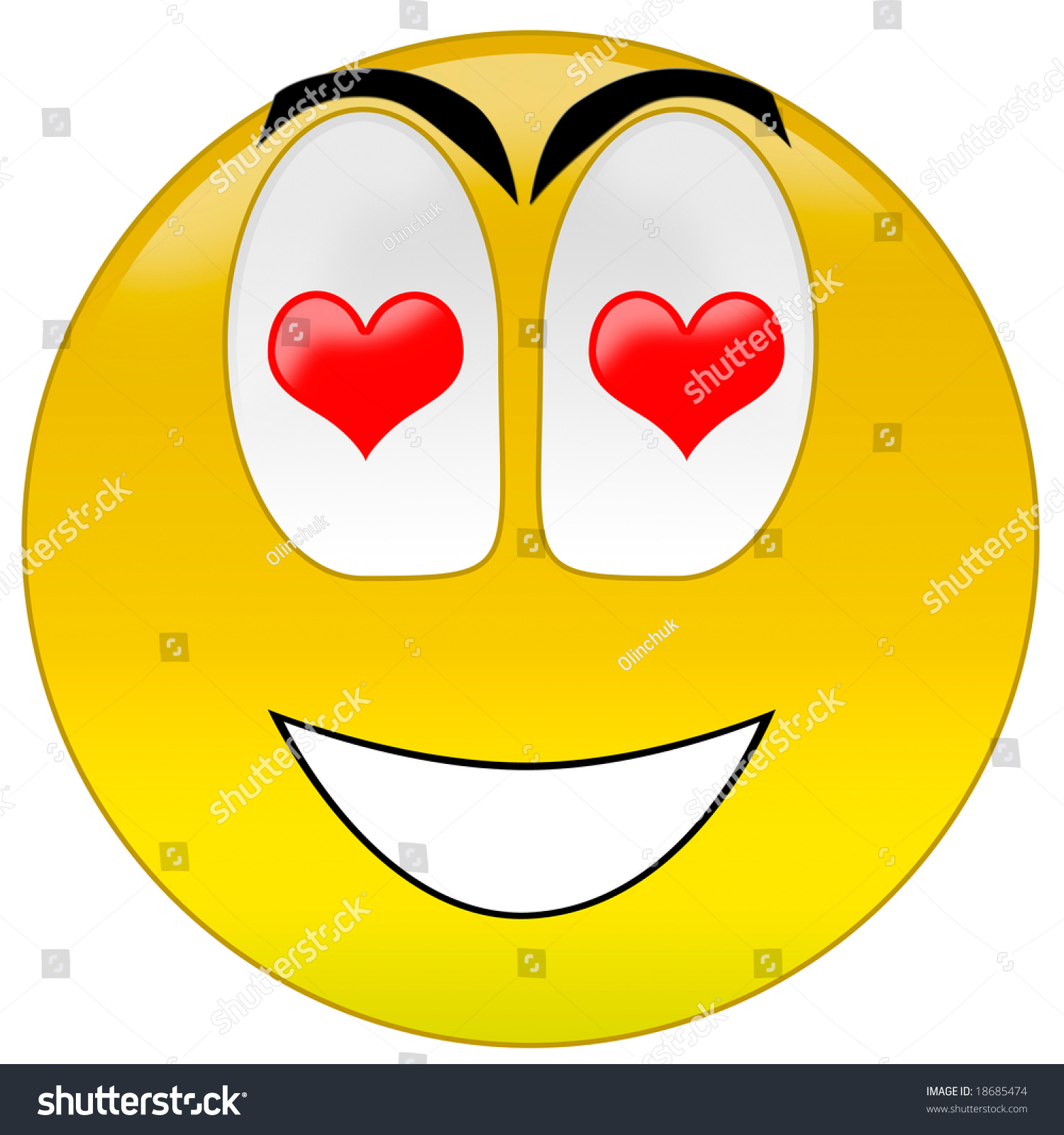 3d Rendering Happy Smiley With Love At Eyes Stock Photo 18685474 ...